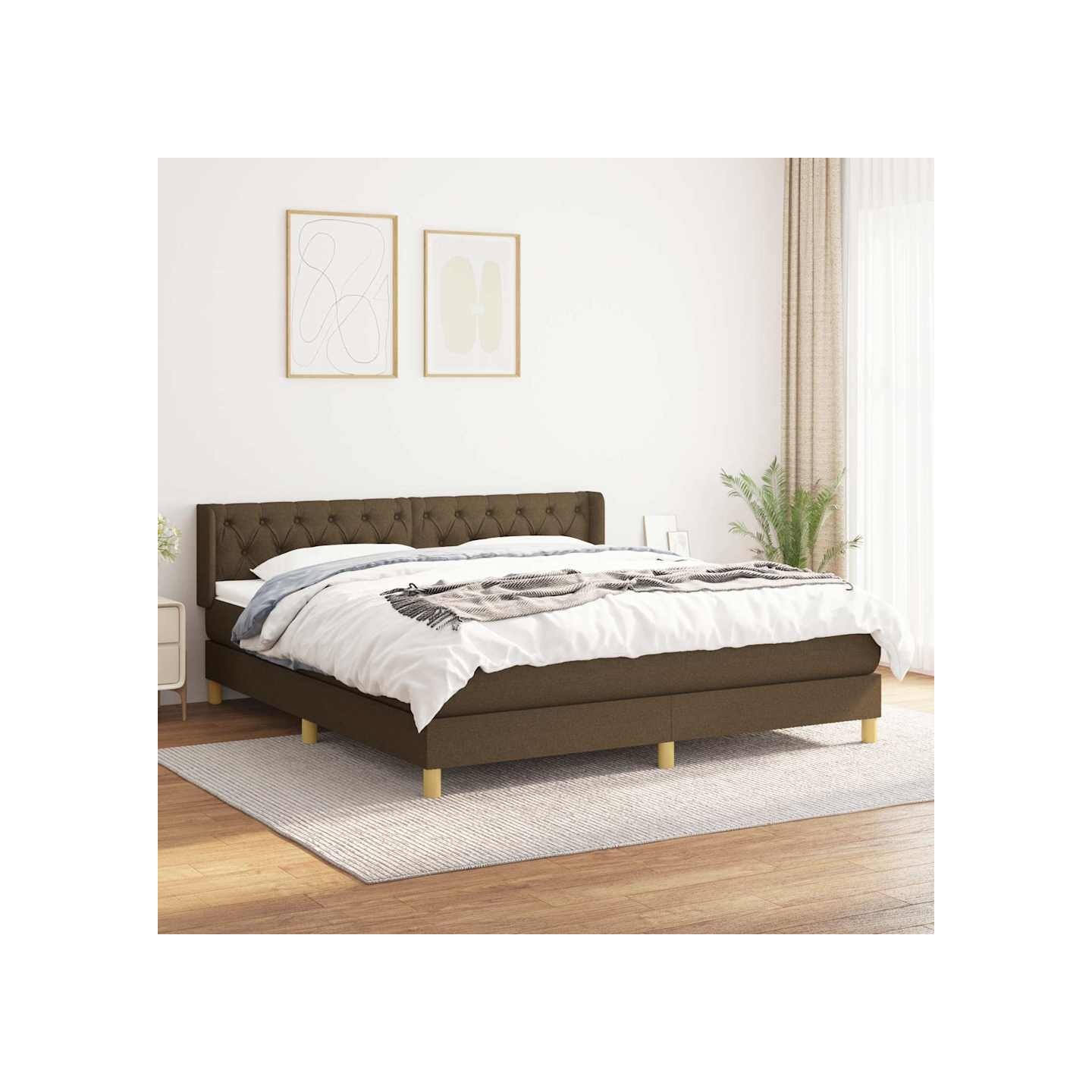 Sommier à lattes de lit avec matelas Marron foncé 160x200 cm