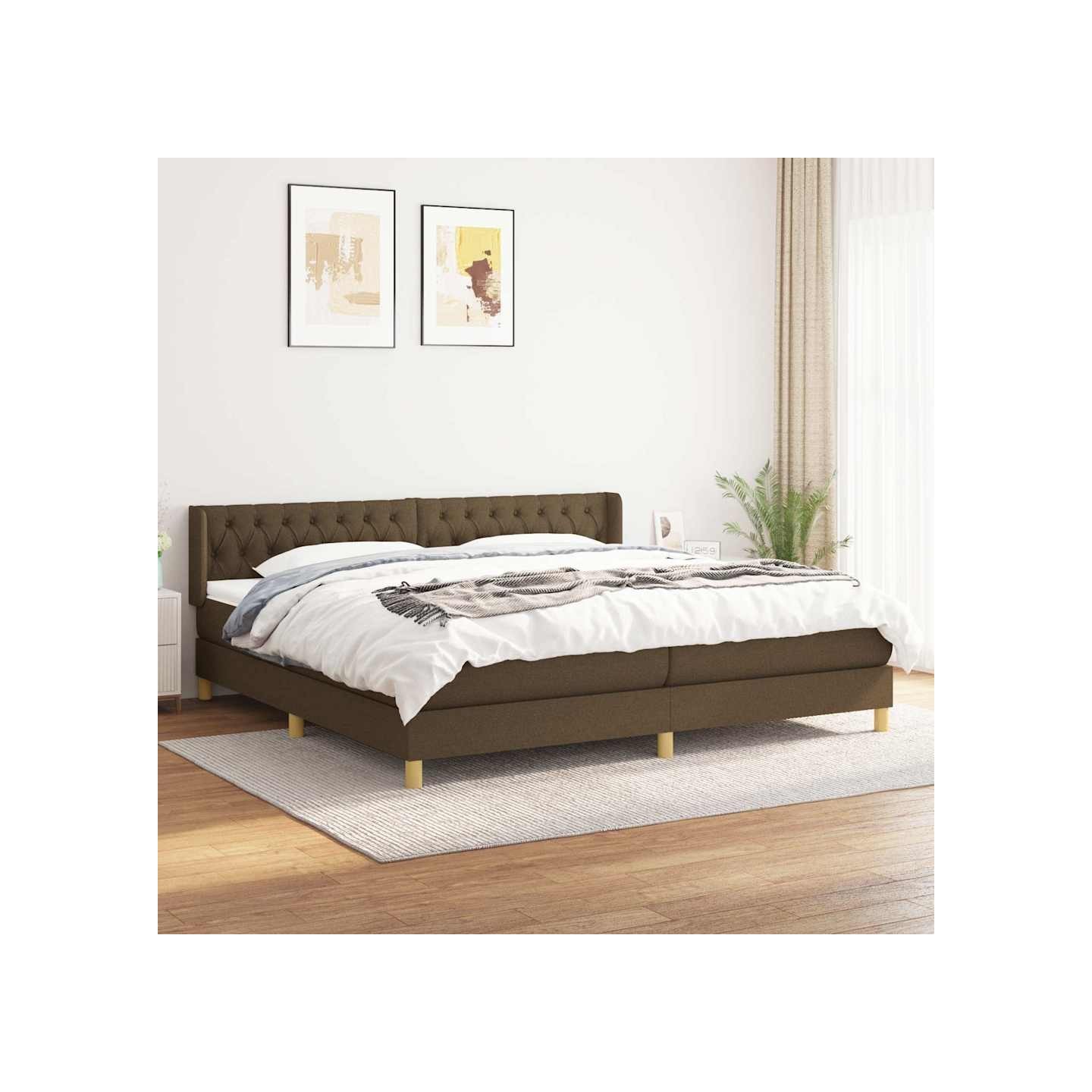 Sommier à lattes de lit avec matelas Marron foncé 200x200 cm