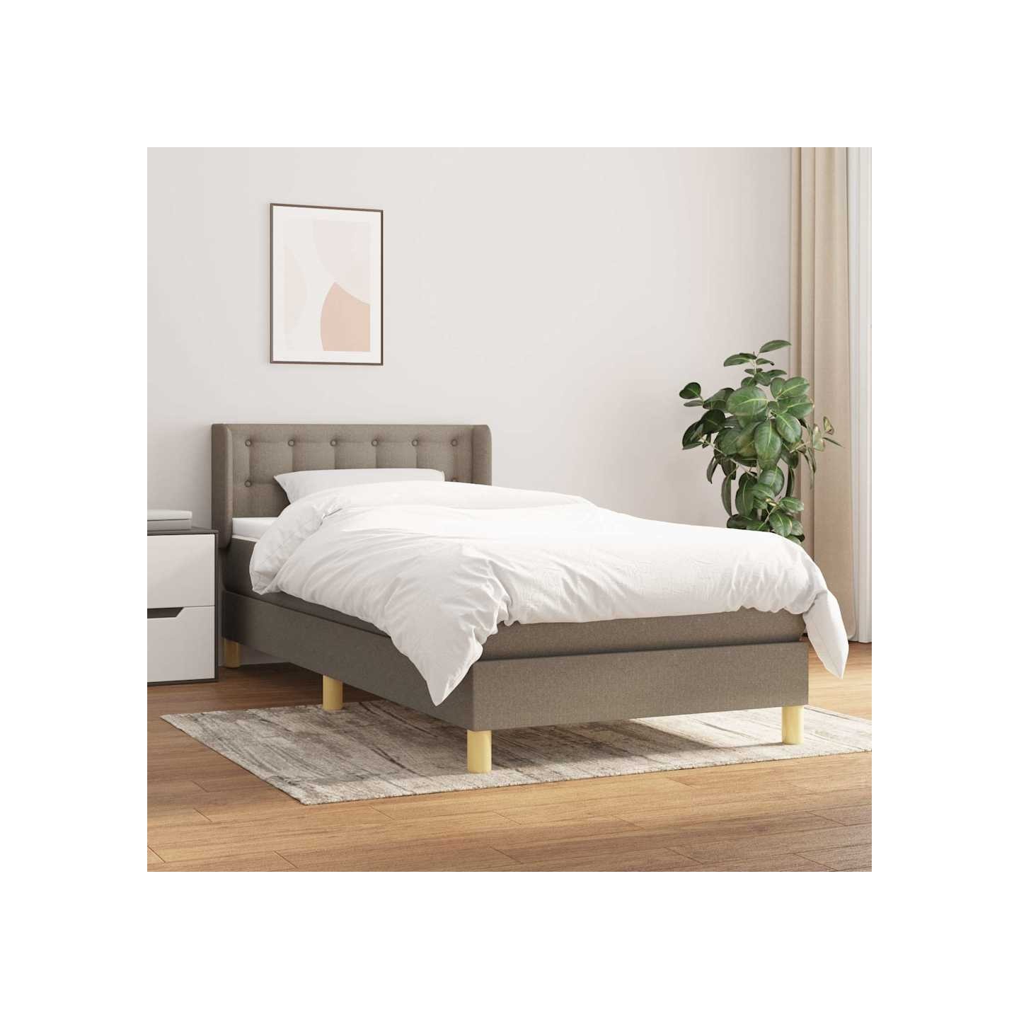 Sommier à lattes de lit avec matelas Taupe 90x200 cm Tissu