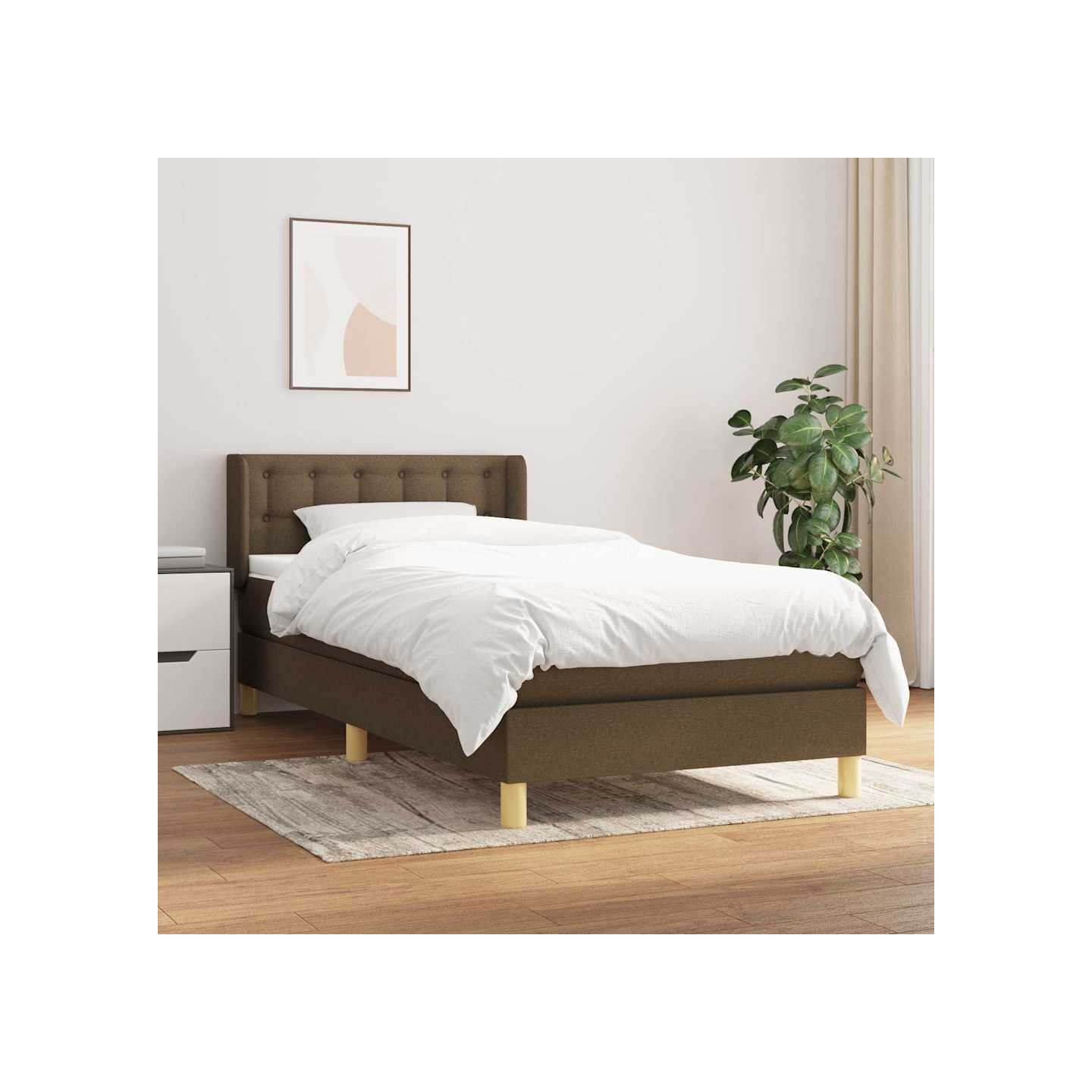 Sommier à lattes de lit avec matelas Marron foncé 100x200 cm