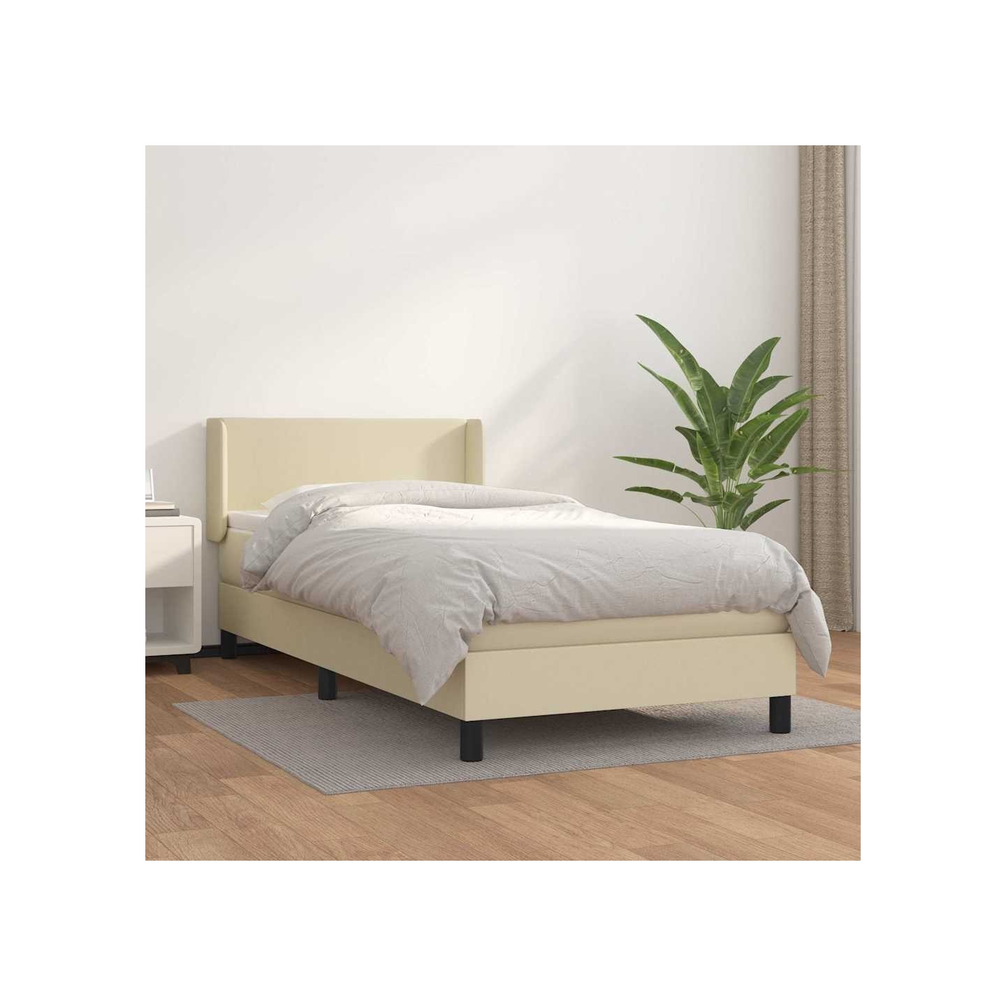 Sommier à lattes de lit avec matelas Crème 80x200 cm Similicuir