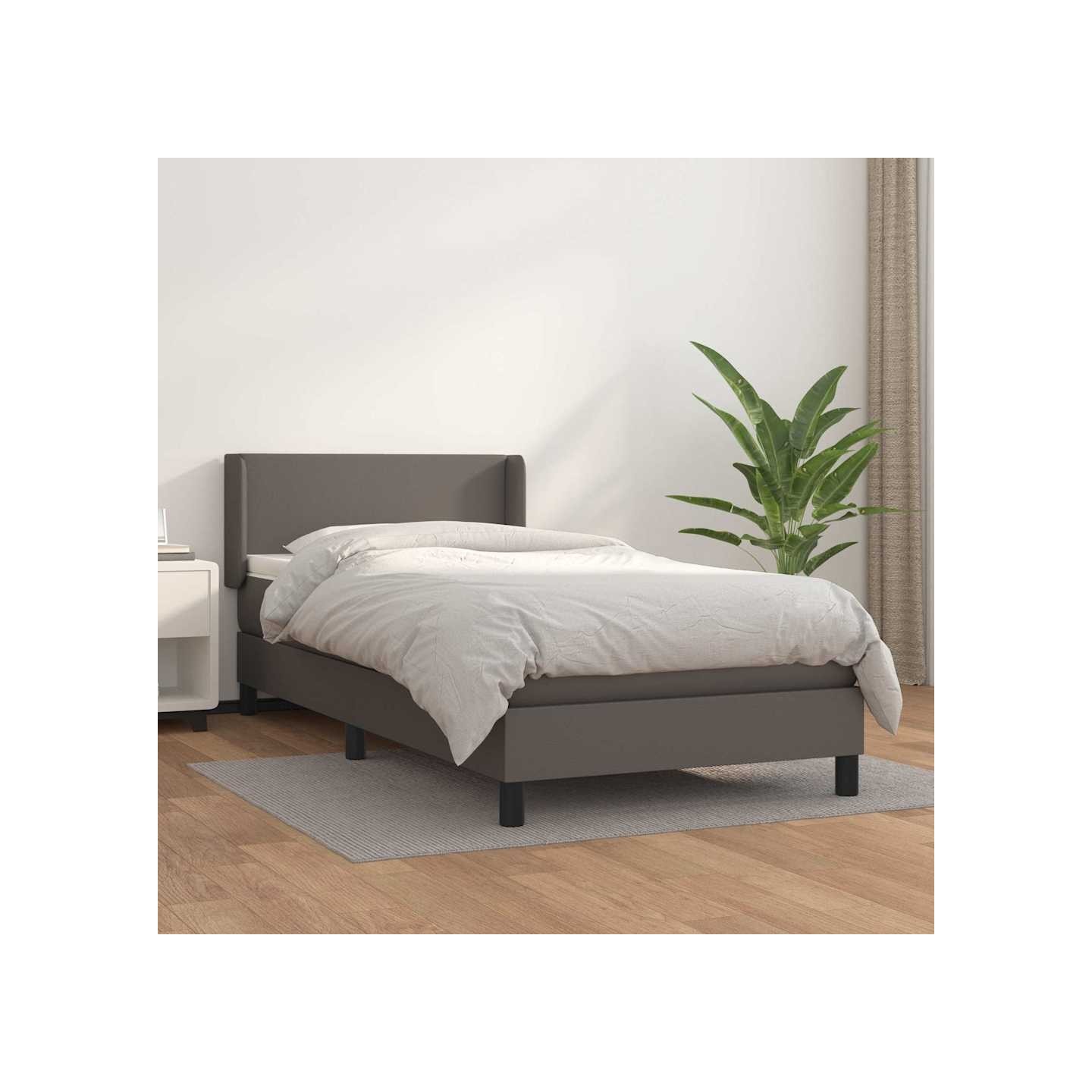 Sommier à lattes de lit avec matelas Gris 80x200 cm Similicuir