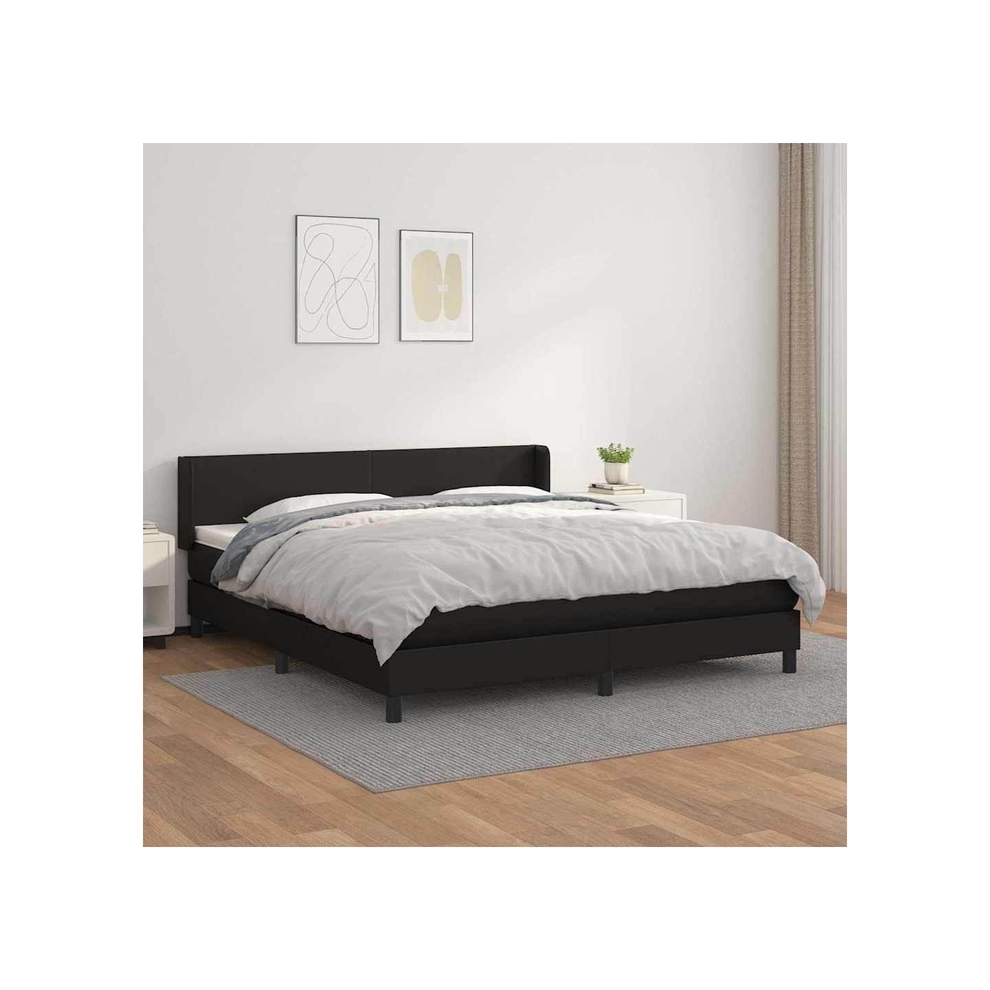 Sommier à lattes de lit avec matelas Noir 160x200 cm