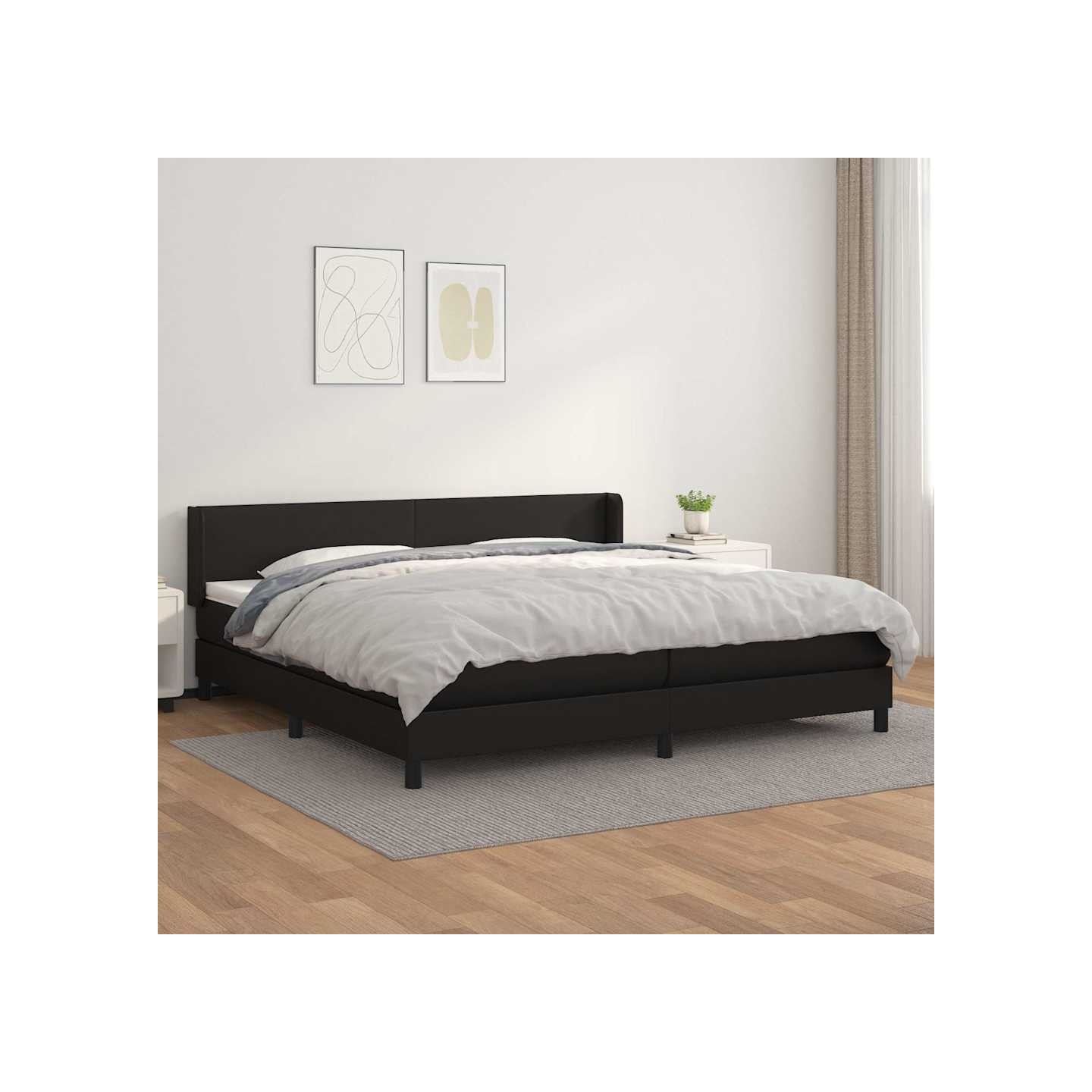 Sommier à lattes de lit avec matelas Noir 200x200 cm Similicuir