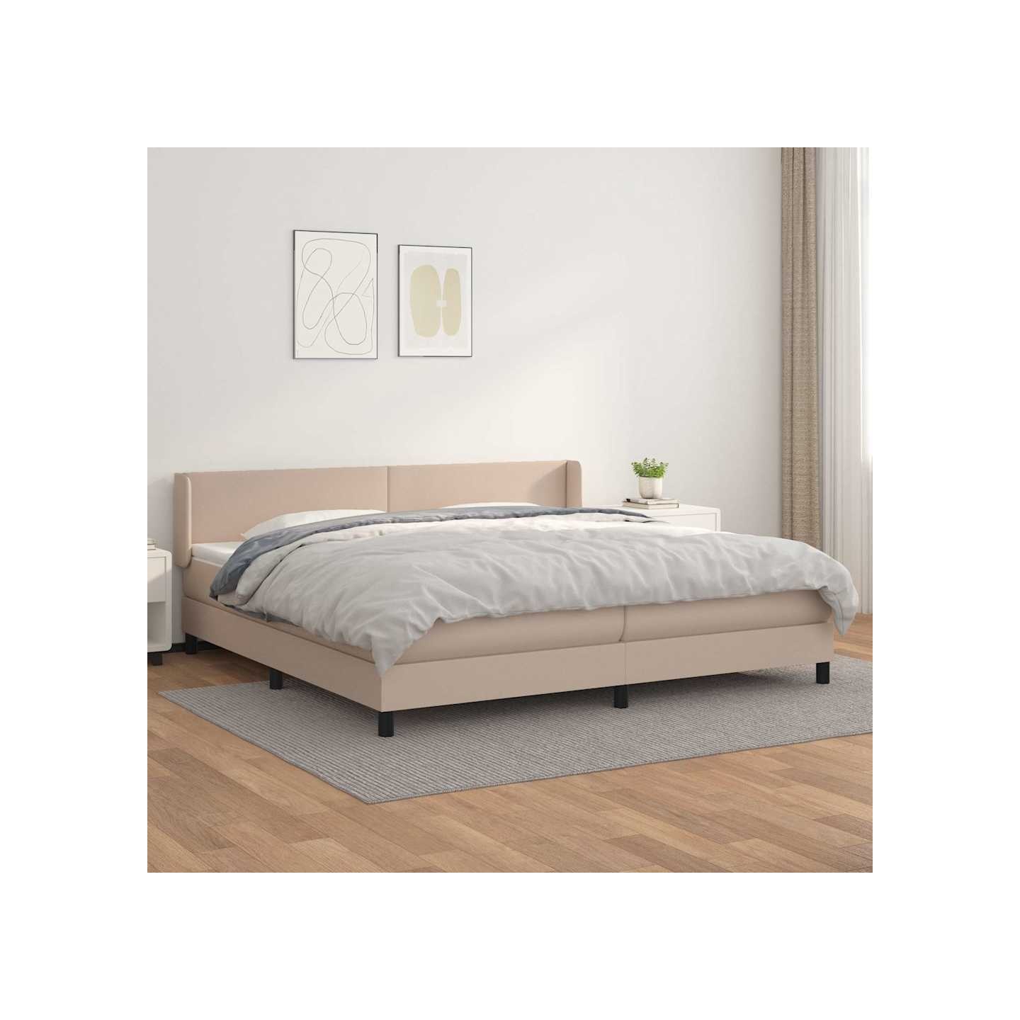 Sommier à lattes de lit avec matelas Cappuccino 200x200 cm