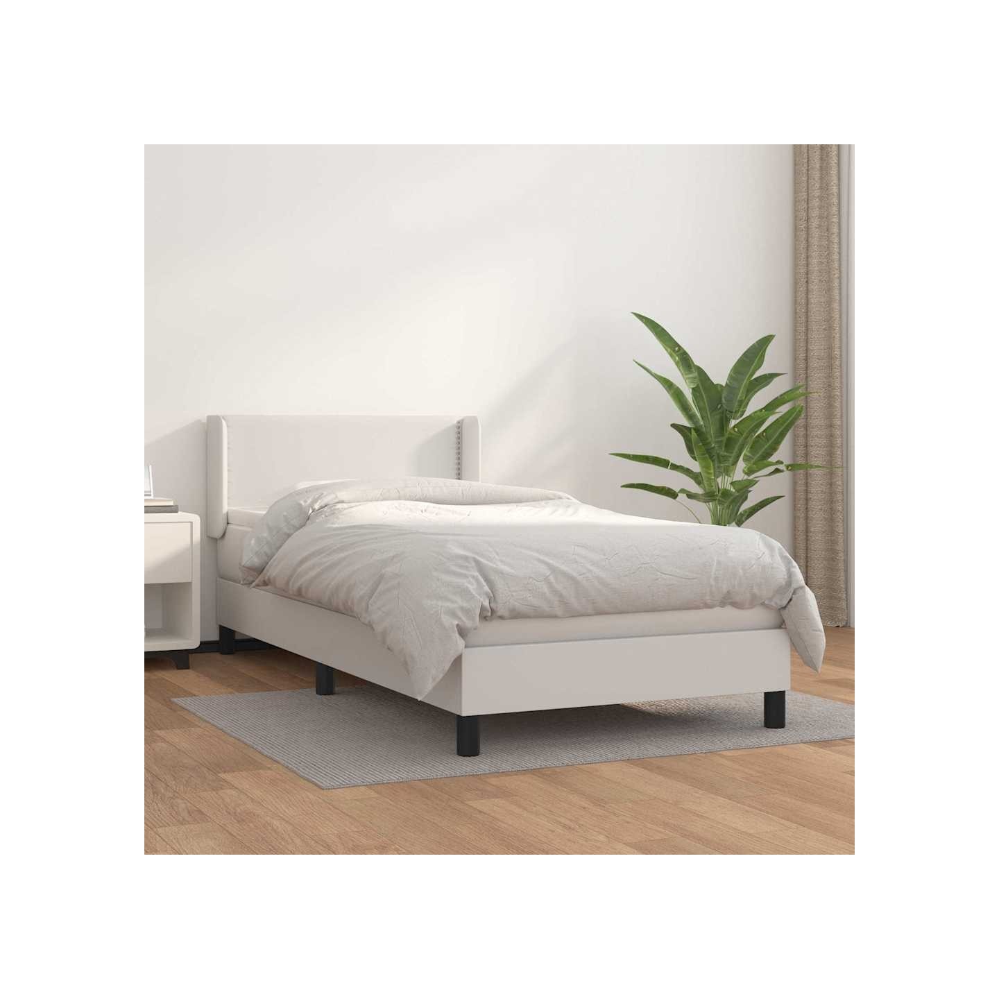 Sommier à lattes de lit avec matelas Blanc 100x200cm Similicuir