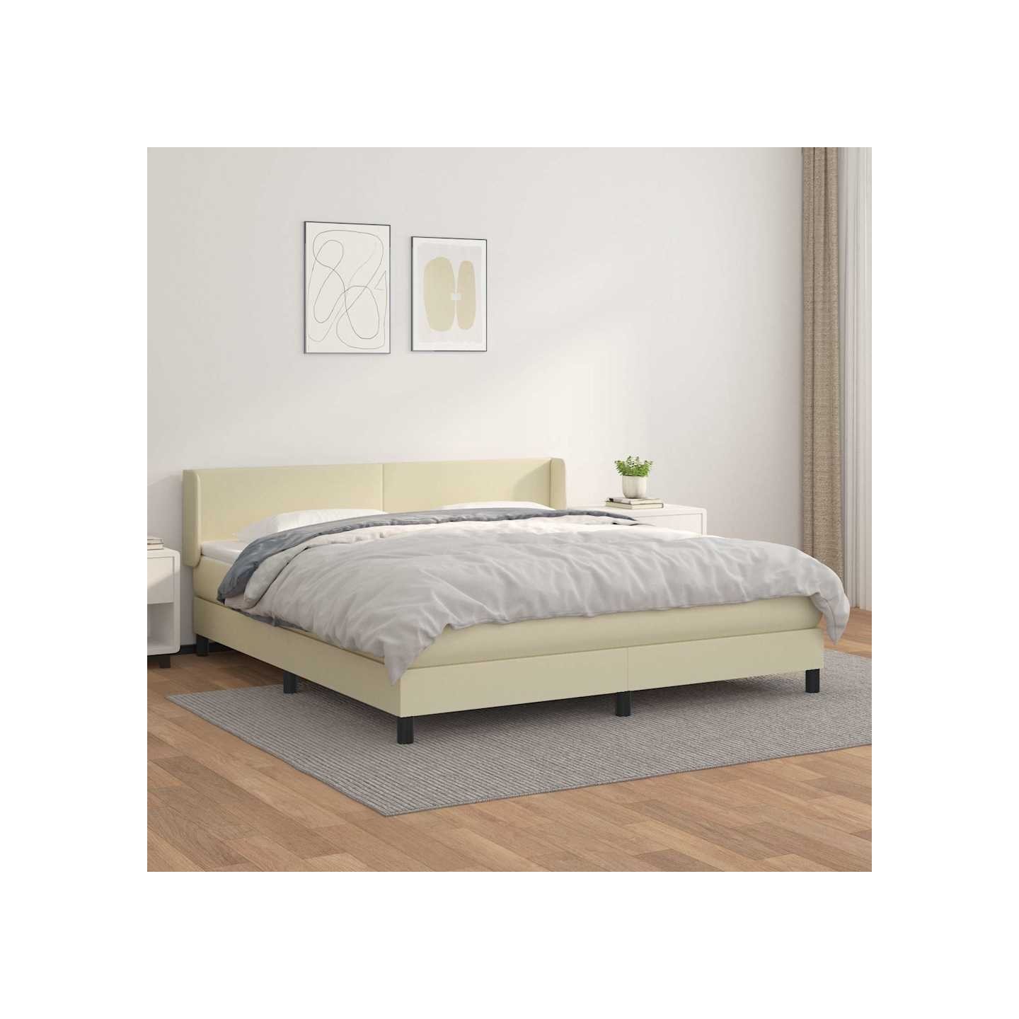 Sommier à lattes de lit avec matelas Crème 180x200cm Similicuir