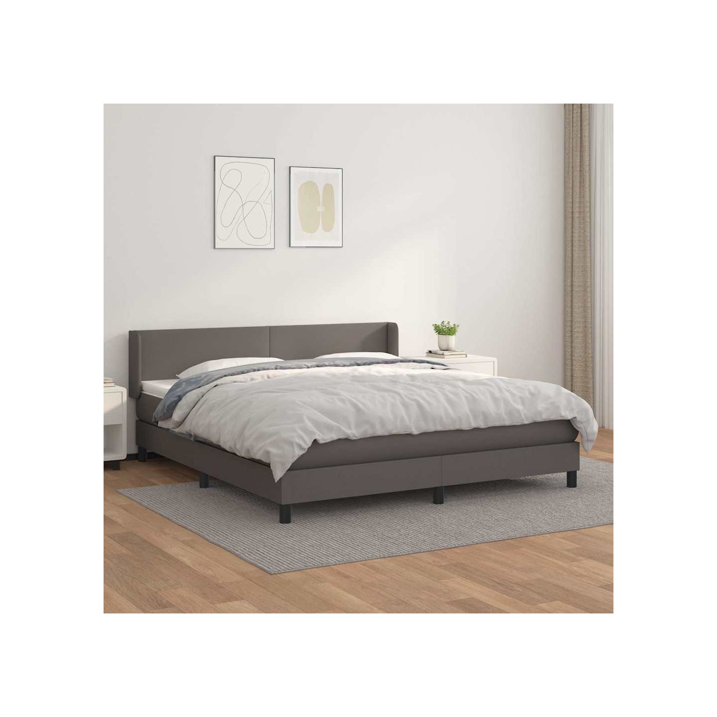 Sommier à lattes de lit avec matelas Gris 180x200 cm Similicuir