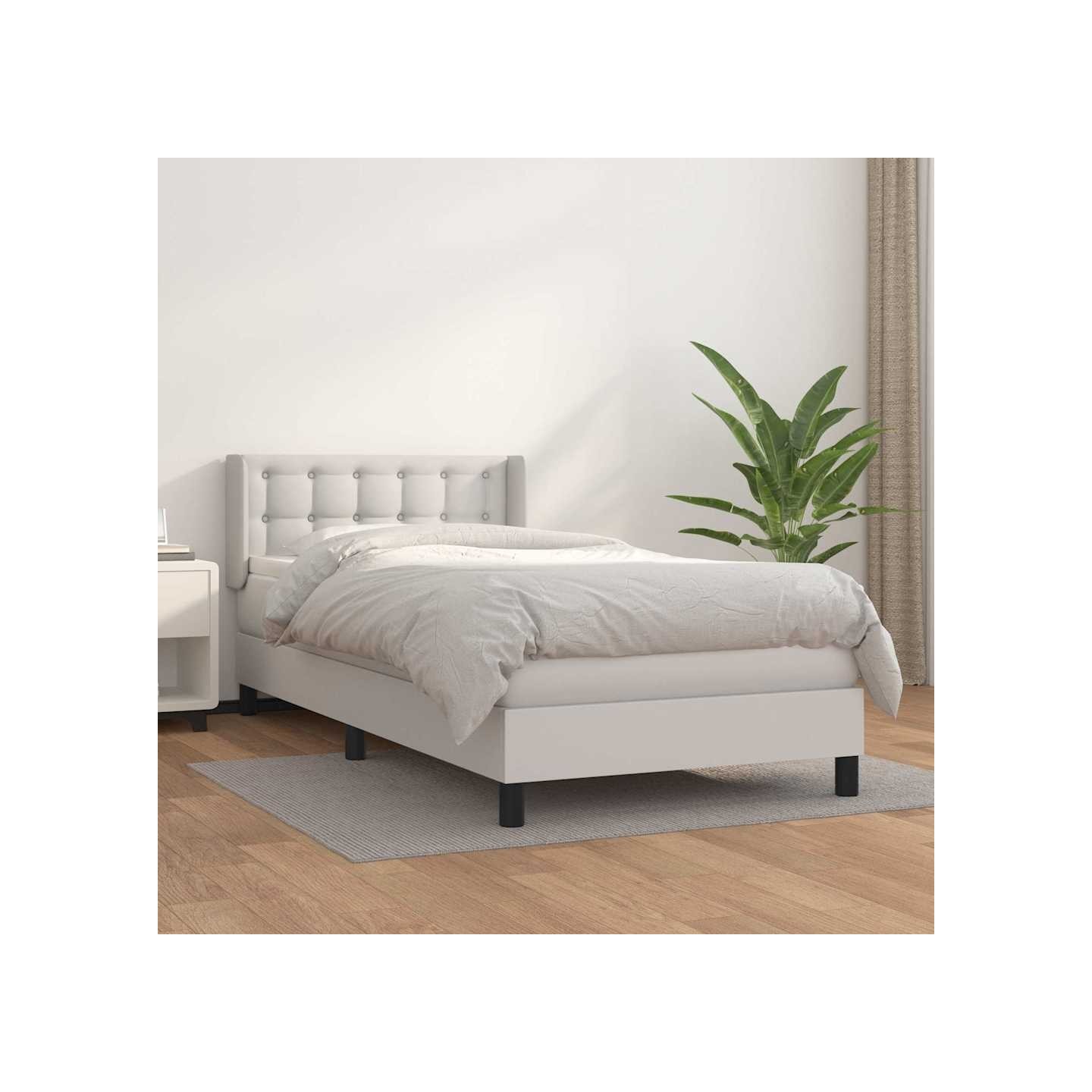 Sommier à lattes de lit avec matelas Blanc 80x200 cm Similicuir