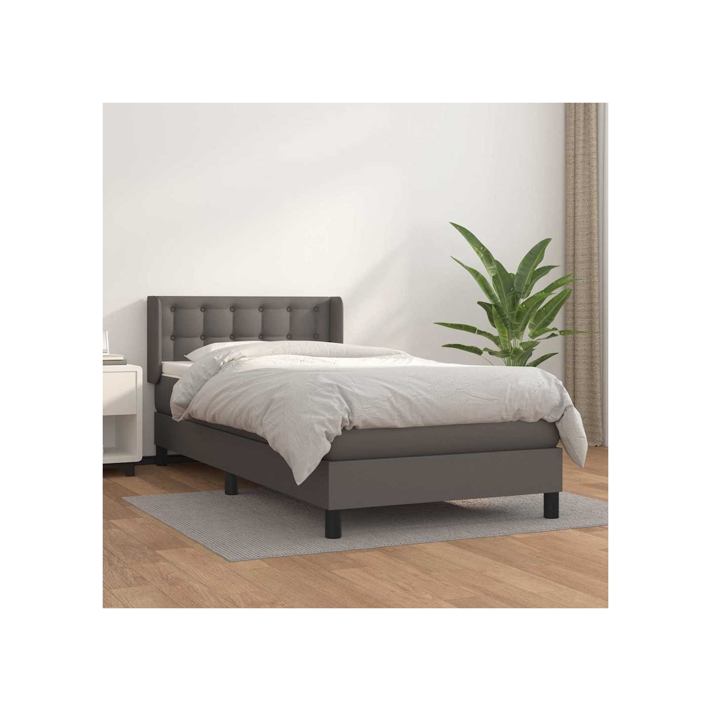 Sommier à lattes de lit avec matelas Gris 90x190 cm Similicuir