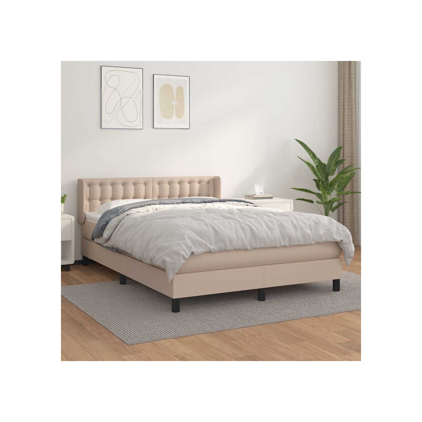Sommier à lattes de lit avec matelas Cappuccino 140x190 cm