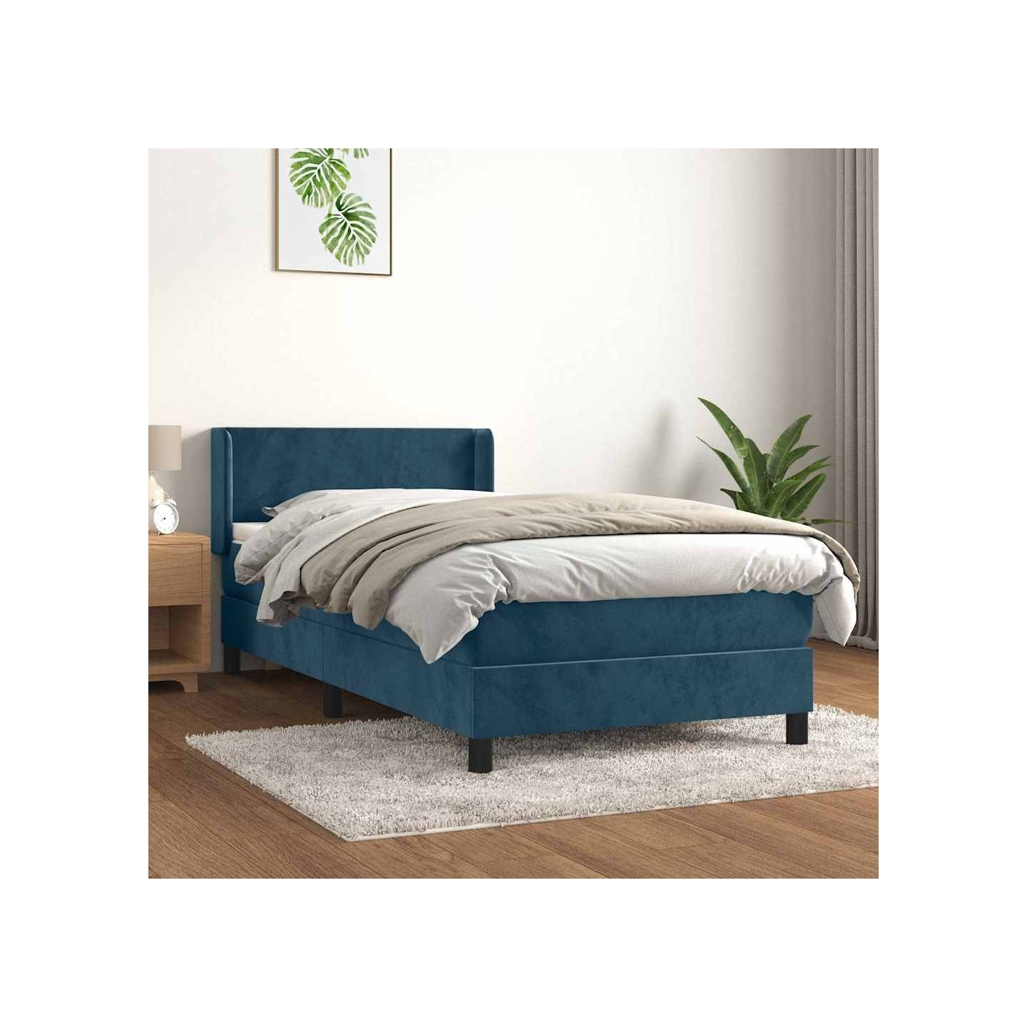 Sommier à lattes de lit avec matelas Bleu foncé 90x200 cm