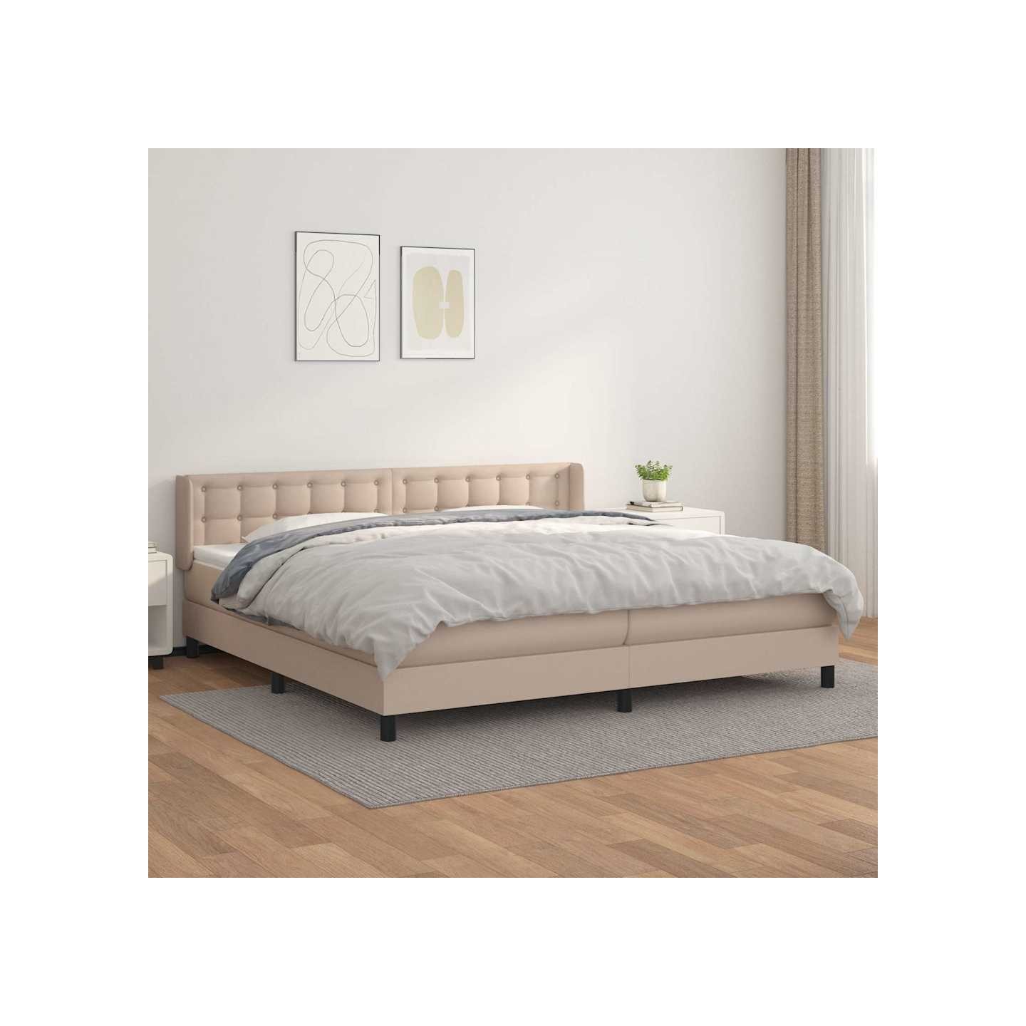Sommier à lattes de lit avec matelas Cappuccino 200x200 cm