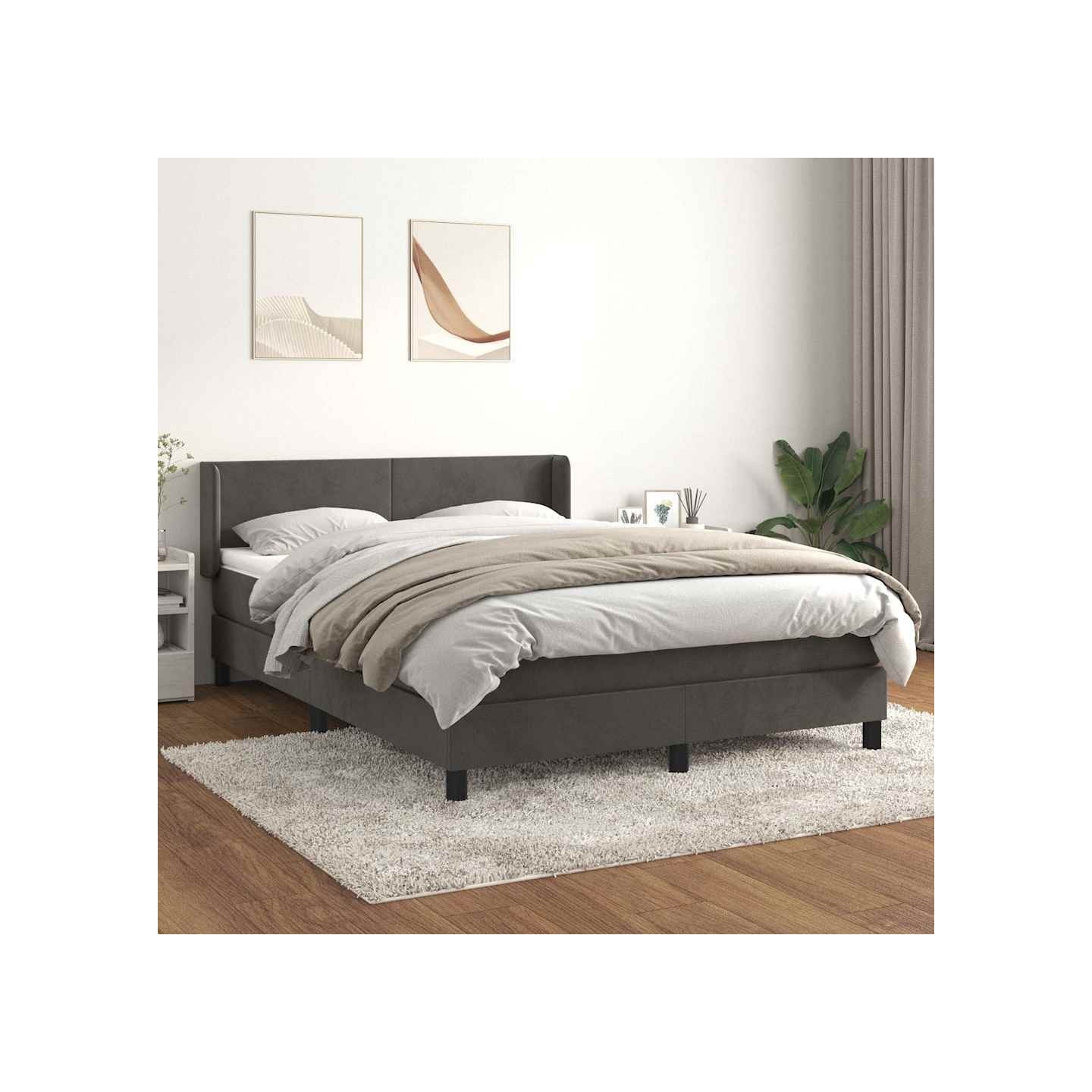 Sommier à lattes de lit et matelas Gris foncé 140x190cm Velours