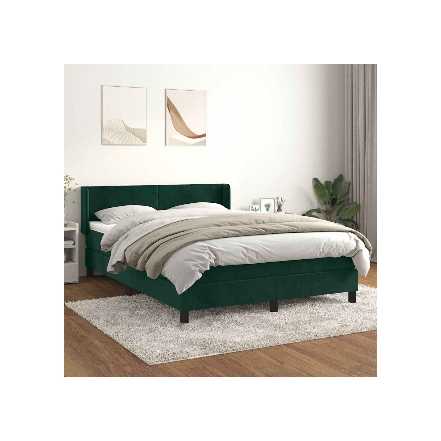 Sommier à lattes de lit et matelas Vert foncé 140x190cm Velours