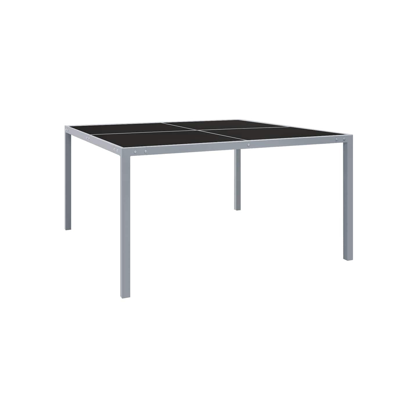 Table de jardin 130x130x72 cm Gris Acier et verre