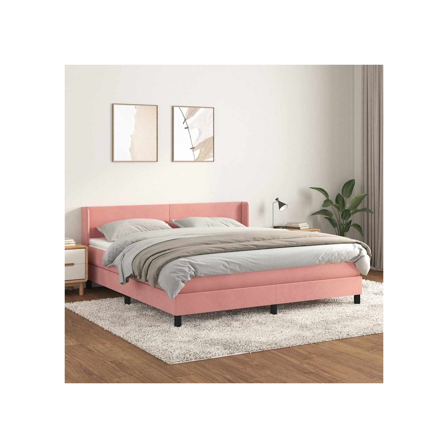 Sommier à lattes de lit avec matelas Rose 180x200 cm Velours