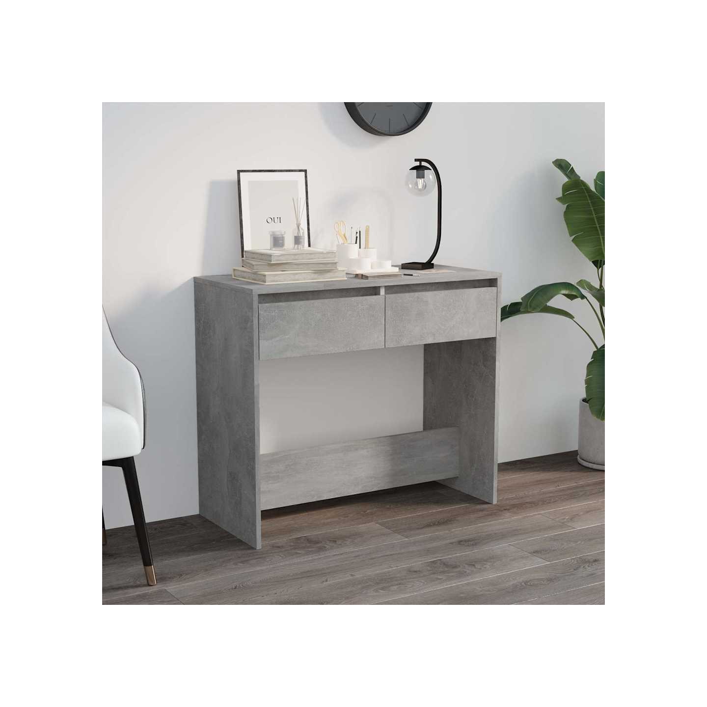 Table console gris béton 89x41x76,5 cm bois d'ingénierie