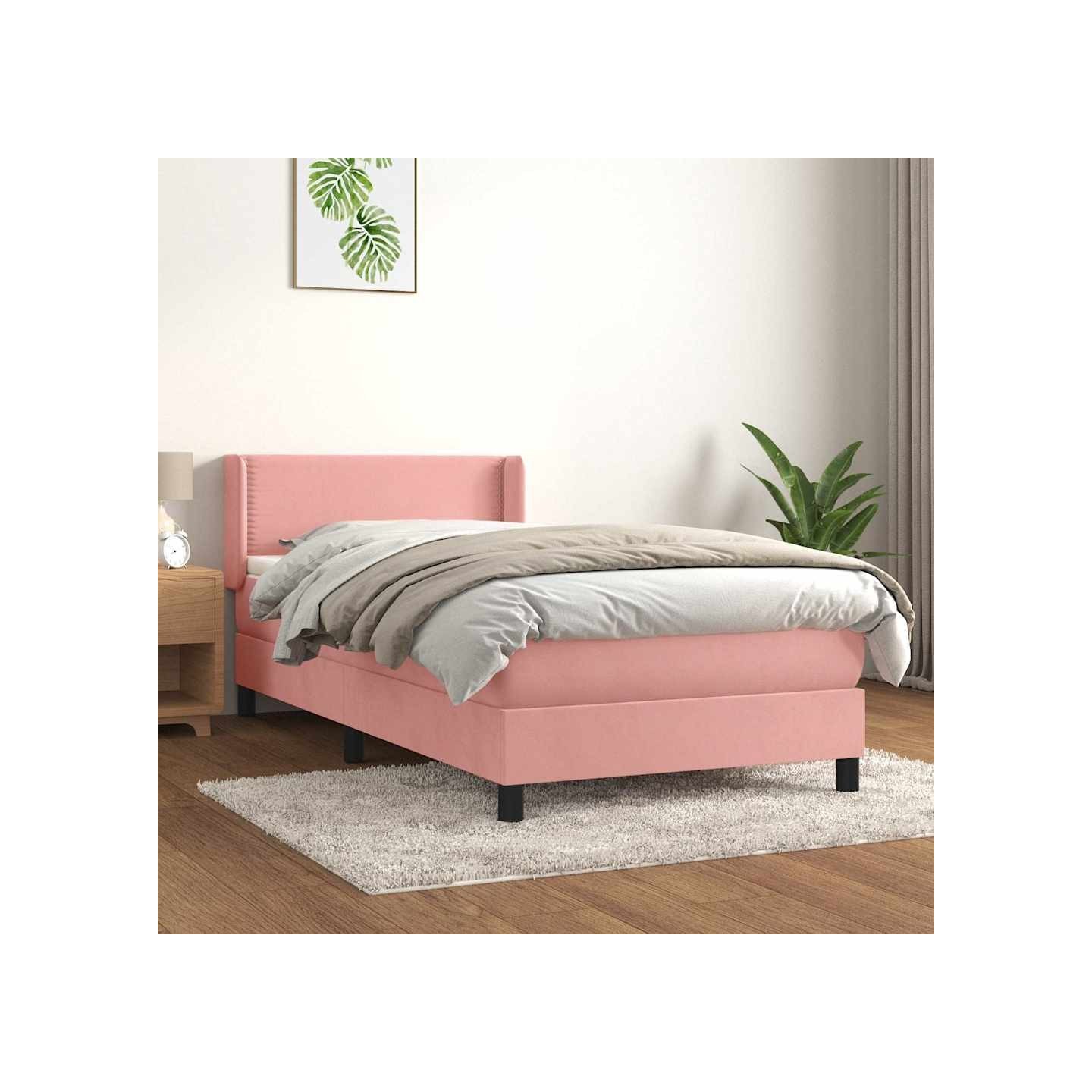 Sommier à lattes de lit avec matelas Rose 100x200 cm Velours