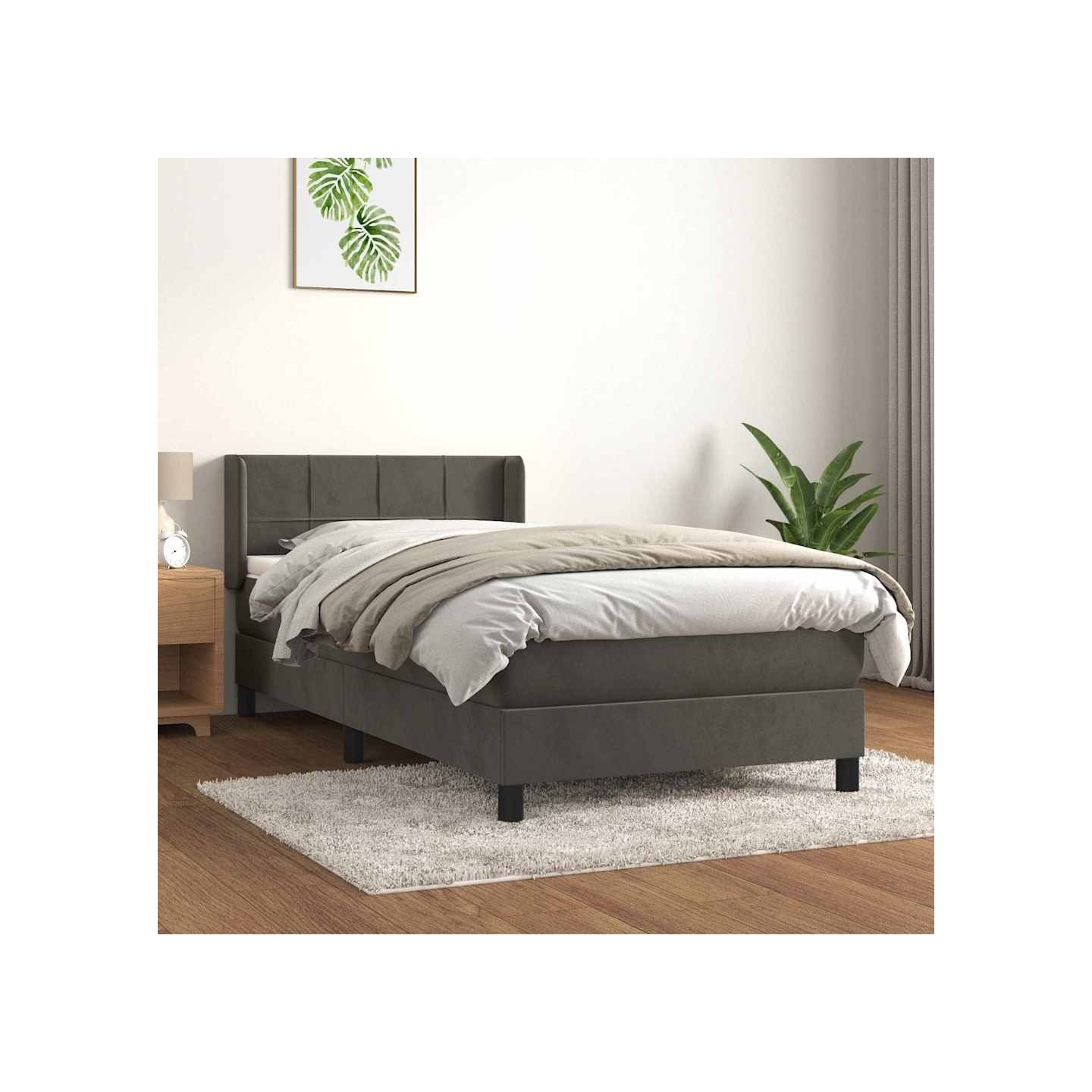 Sommier à lattes de lit et matelas Gris foncé 80x200 cm Velours