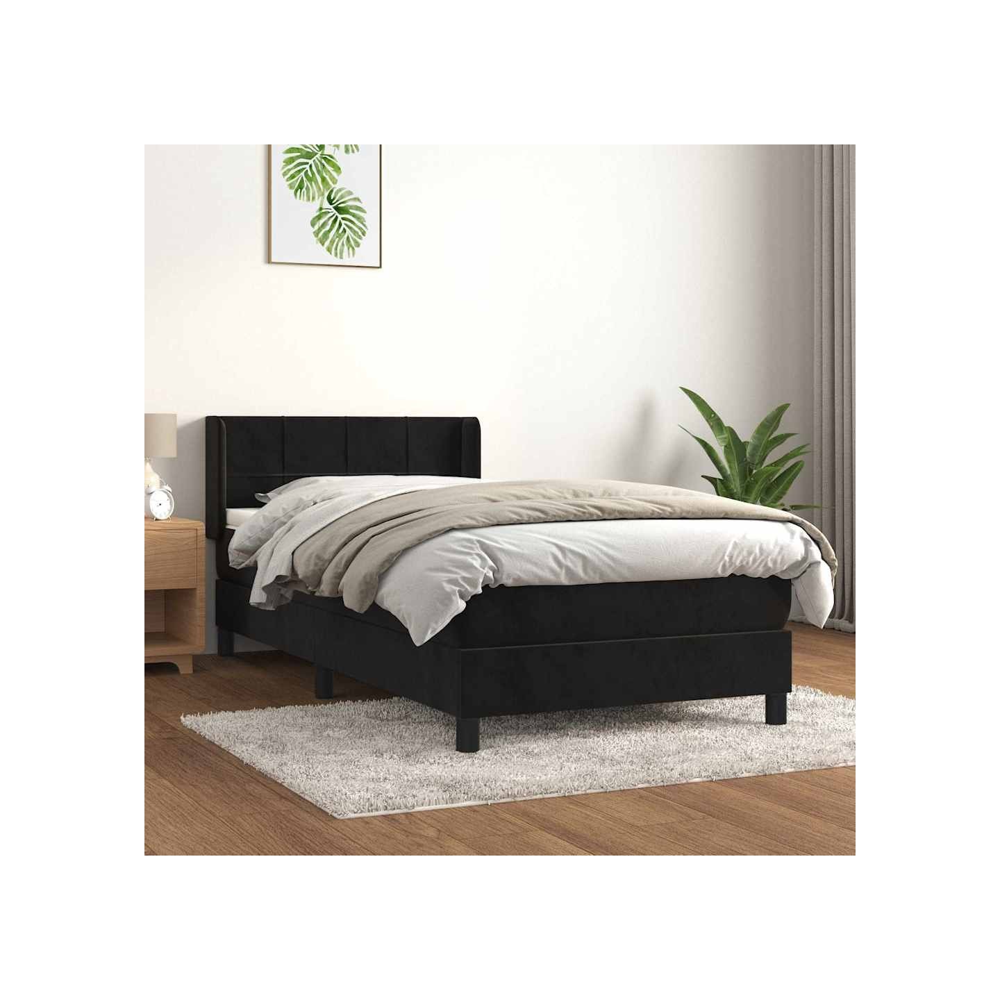 Sommier à lattes de lit et matelas Noir 80x200 cm Velours