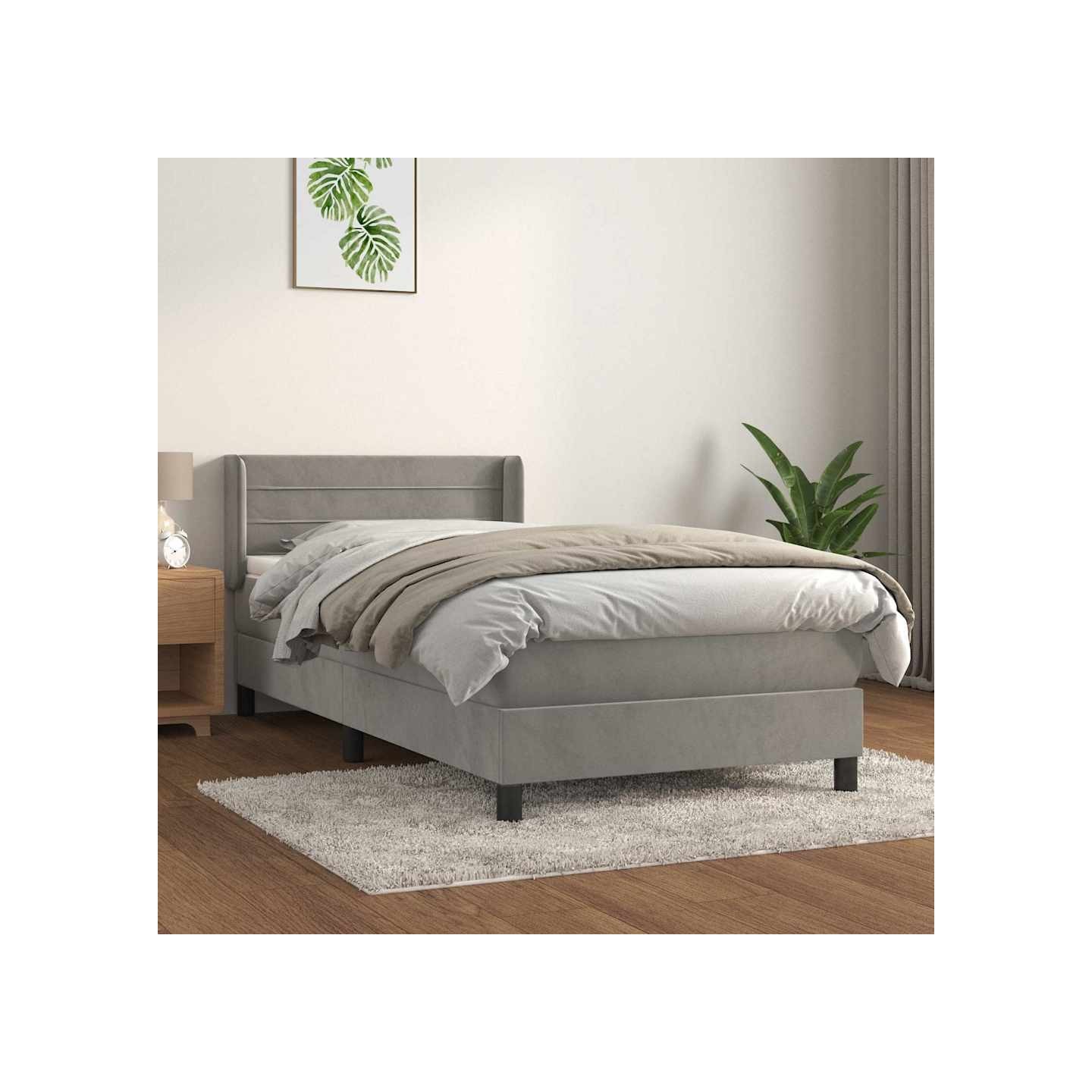 Sommier à lattes de lit et matelas Gris clair 80x200 cm Velours