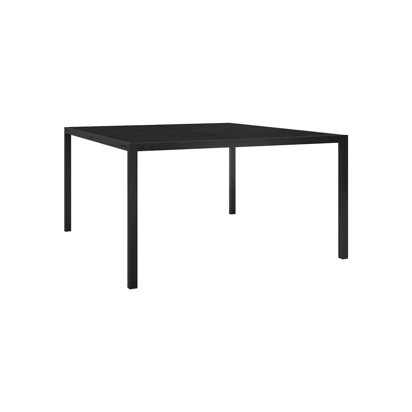 Table de jardin 130x130x72 cm Noir Acier et verre