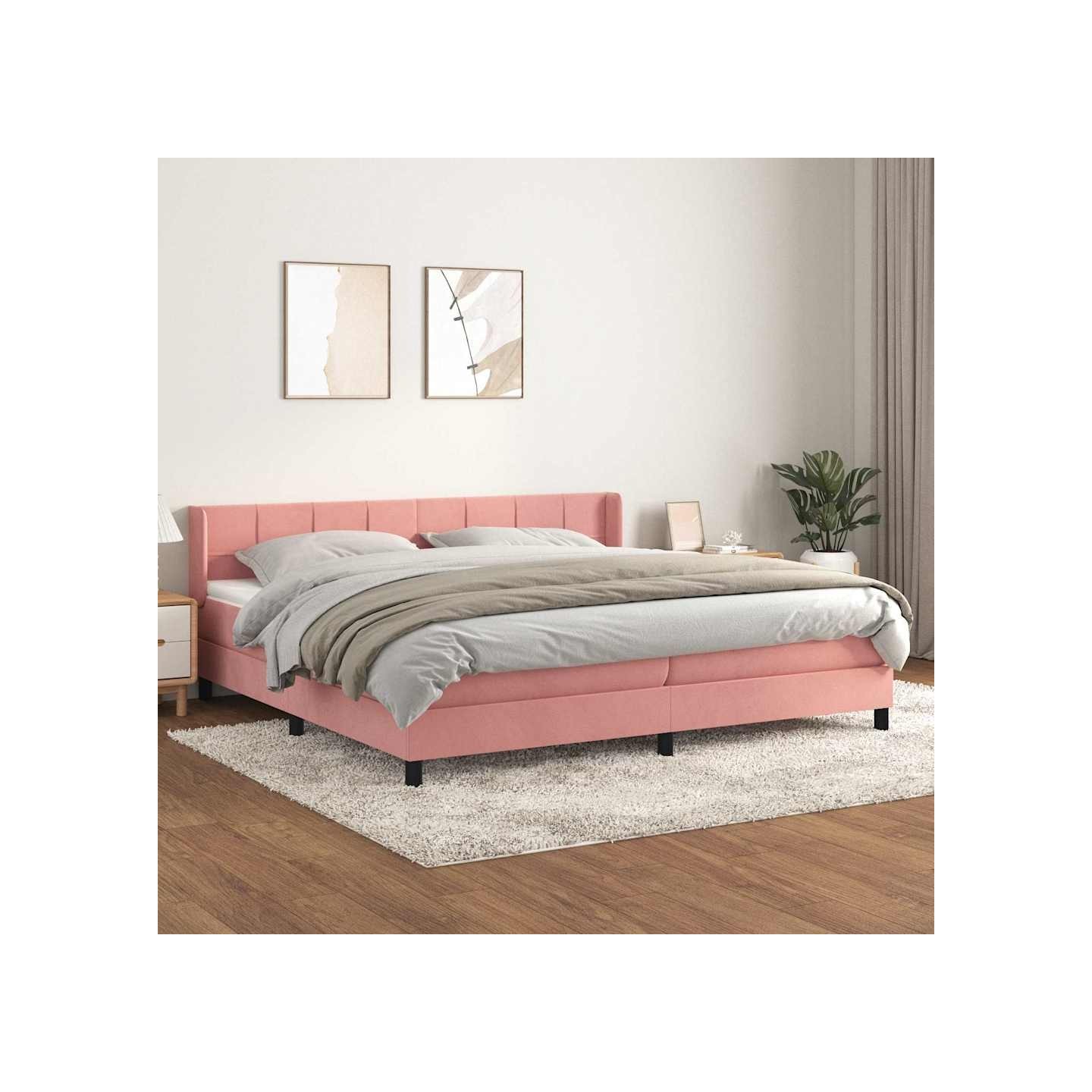 Sommier à lattes de lit avec matelas Rose 200x200 cm Velours