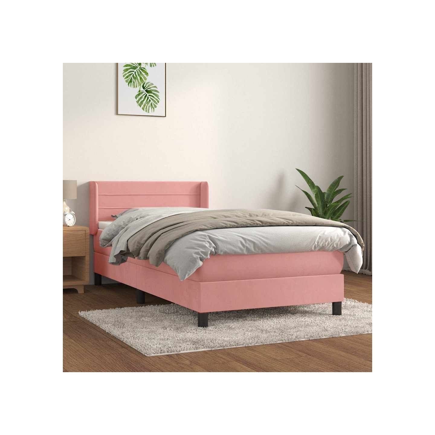 Sommier à lattes de lit avec matelas Rose 100x200 cm Velours