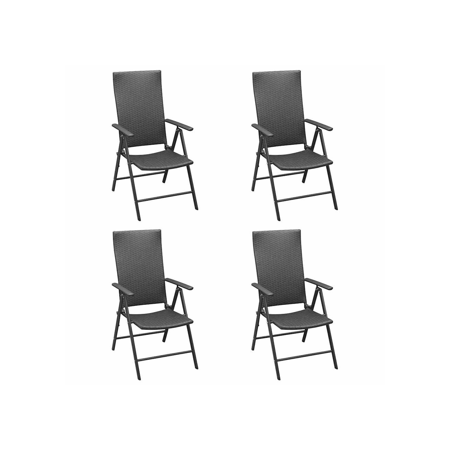 Chaises pliantes 4 pièces en polyrotin noir