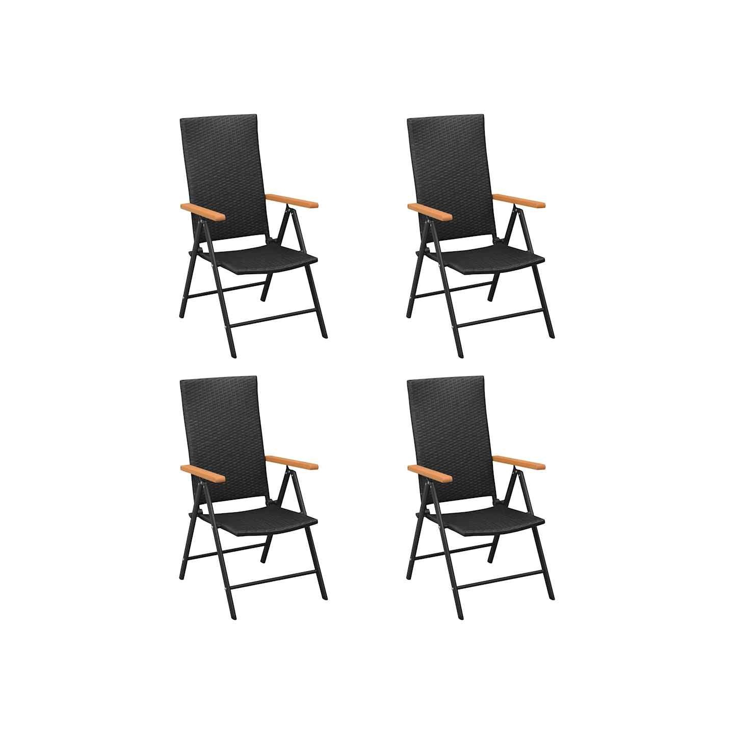 Chaises pliantes 4 pièces en polyrotin noir