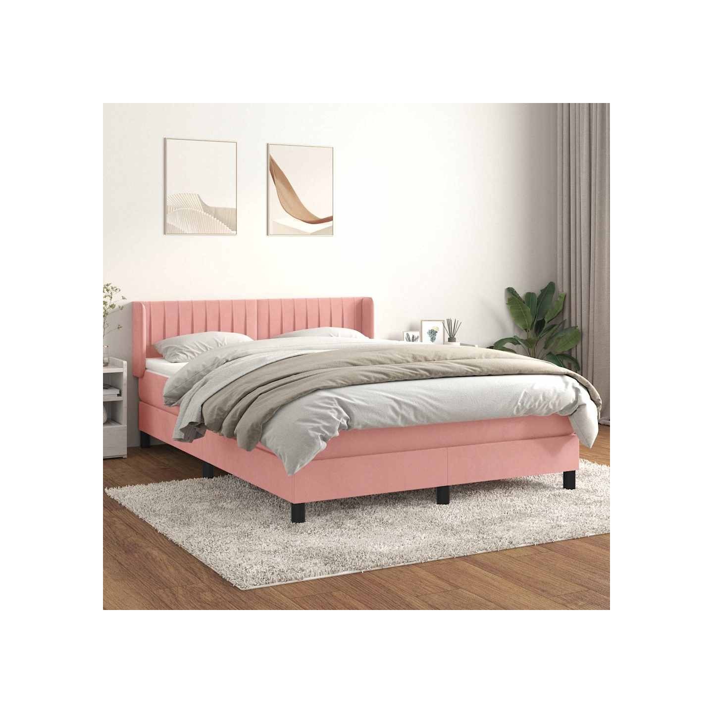 Sommier à lattes de lit avec matelas Rose 140x200 cm Velours