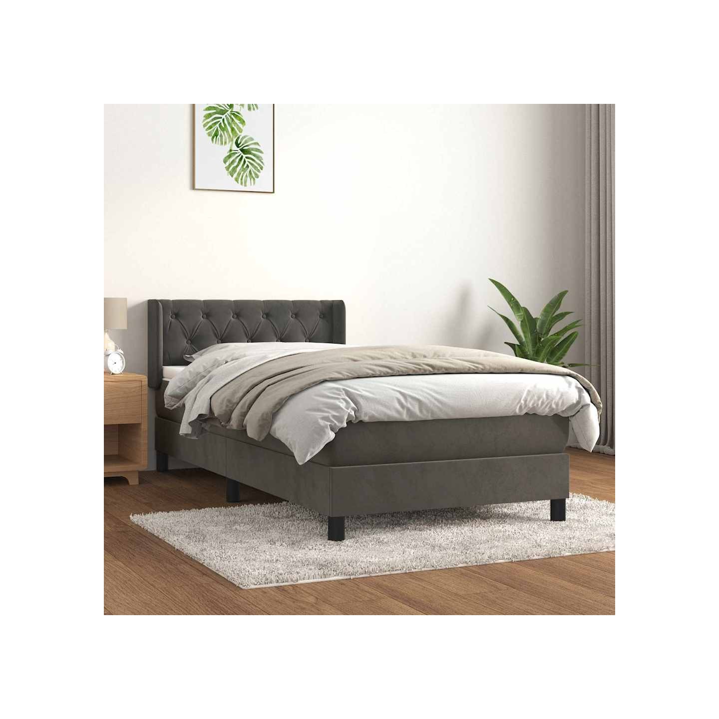 Sommier à lattes de lit et matelas Gris foncé 80x200 cm Velours