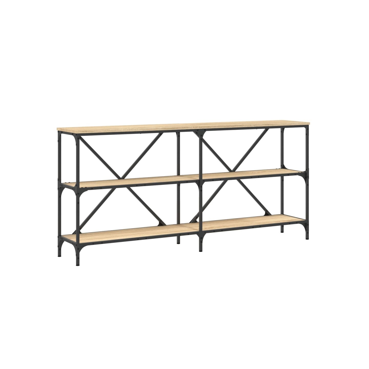 Table console chêne sonoma 160x30x75cm bois d'ingénierie et fer