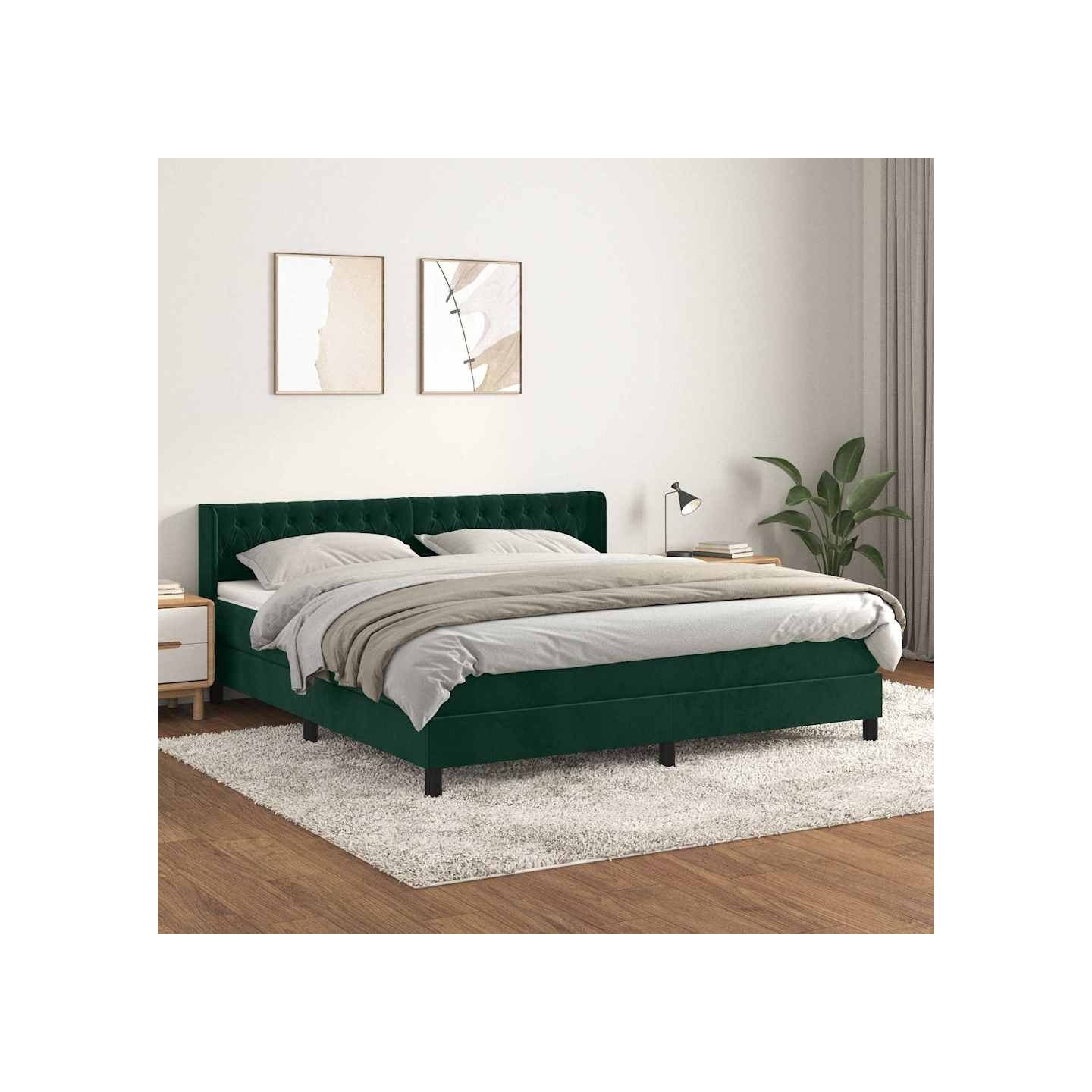 Sommier à lattes de lit et matelas Vert foncé 180x200cm Velours