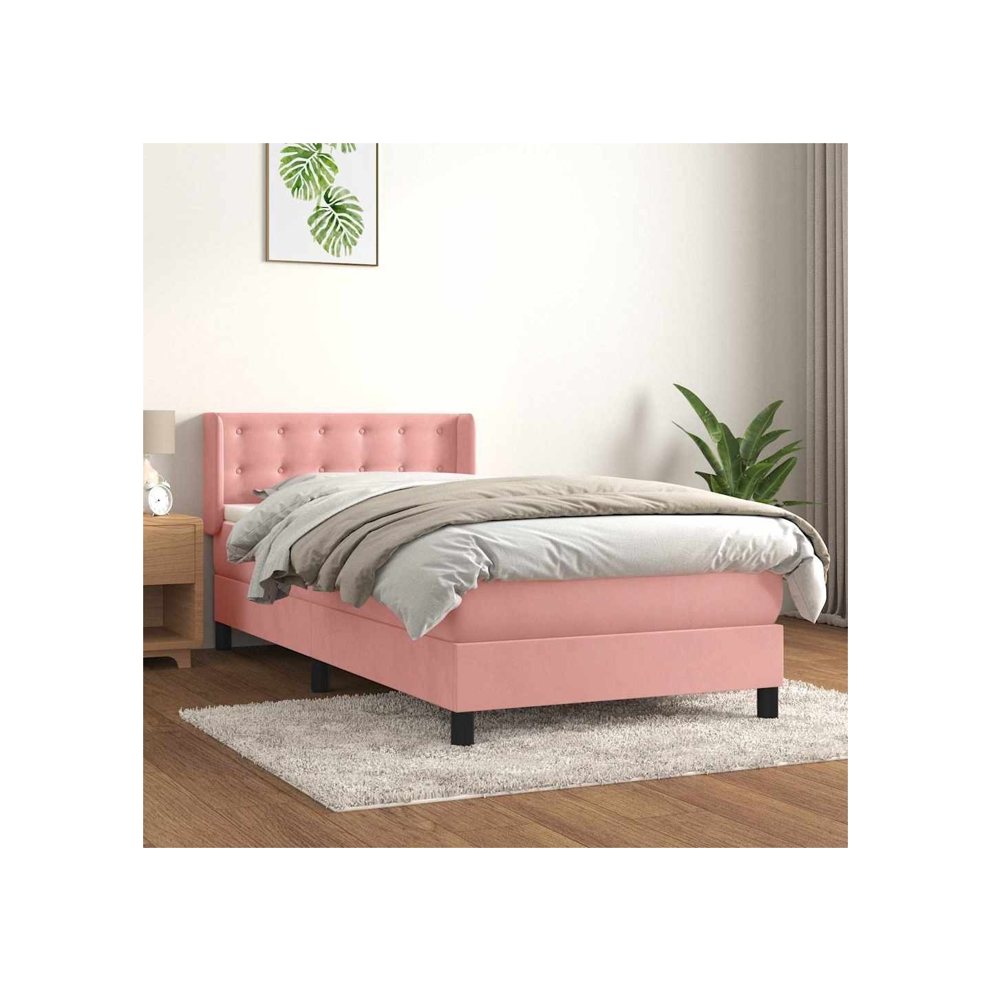 Sommier à lattes de lit avec matelas Rose 90x190 cm Velours