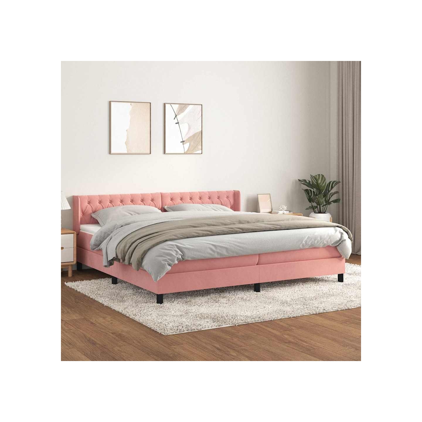 Sommier à lattes de lit avec matelas Rose 200x200 cm Velours