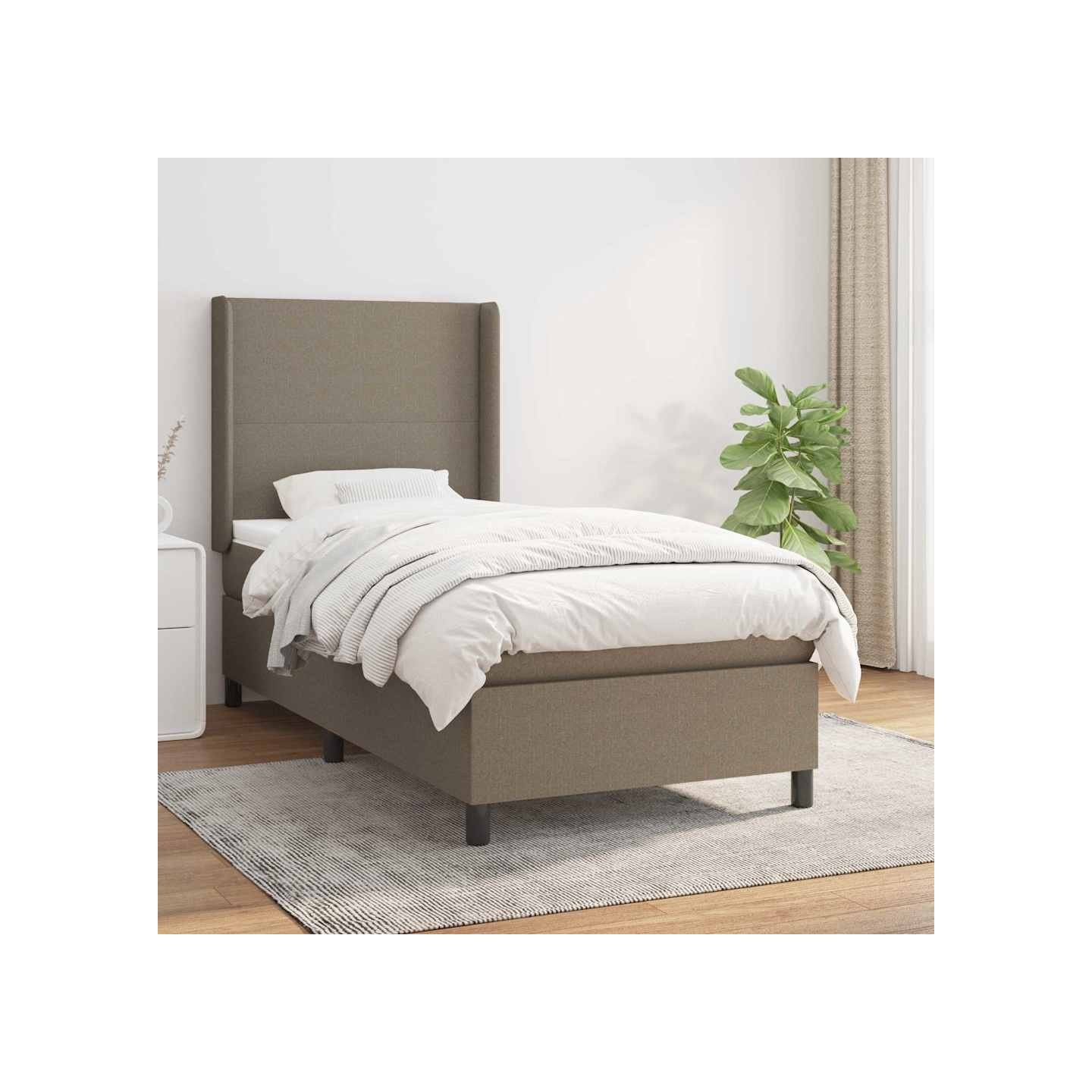 Sommier à lattes de lit avec matelas Taupe 90x190 cm Tissu