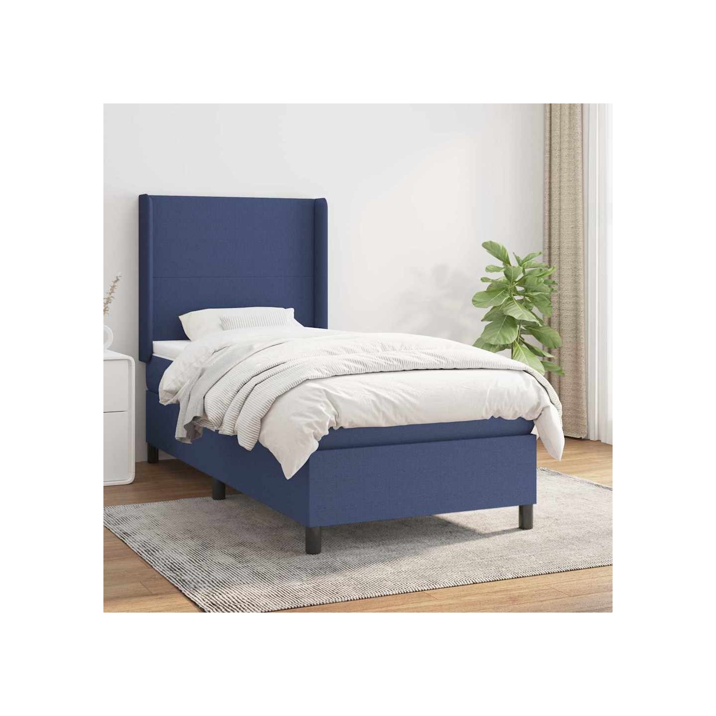 Sommier à lattes de lit avec matelas Bleu 90x190 cm Tissu