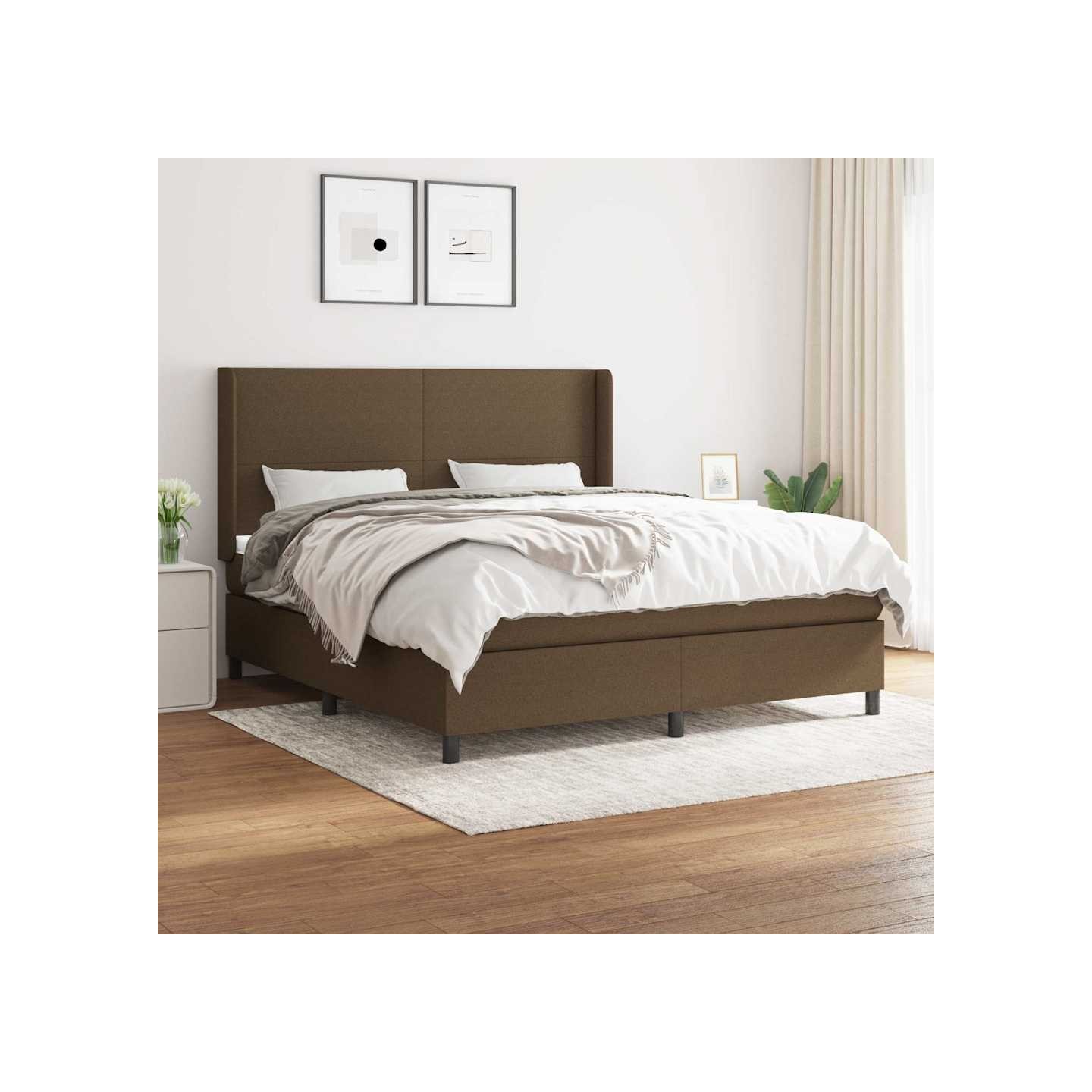 Sommier à lattes de lit avec matelas Marron foncé 160x200 cm