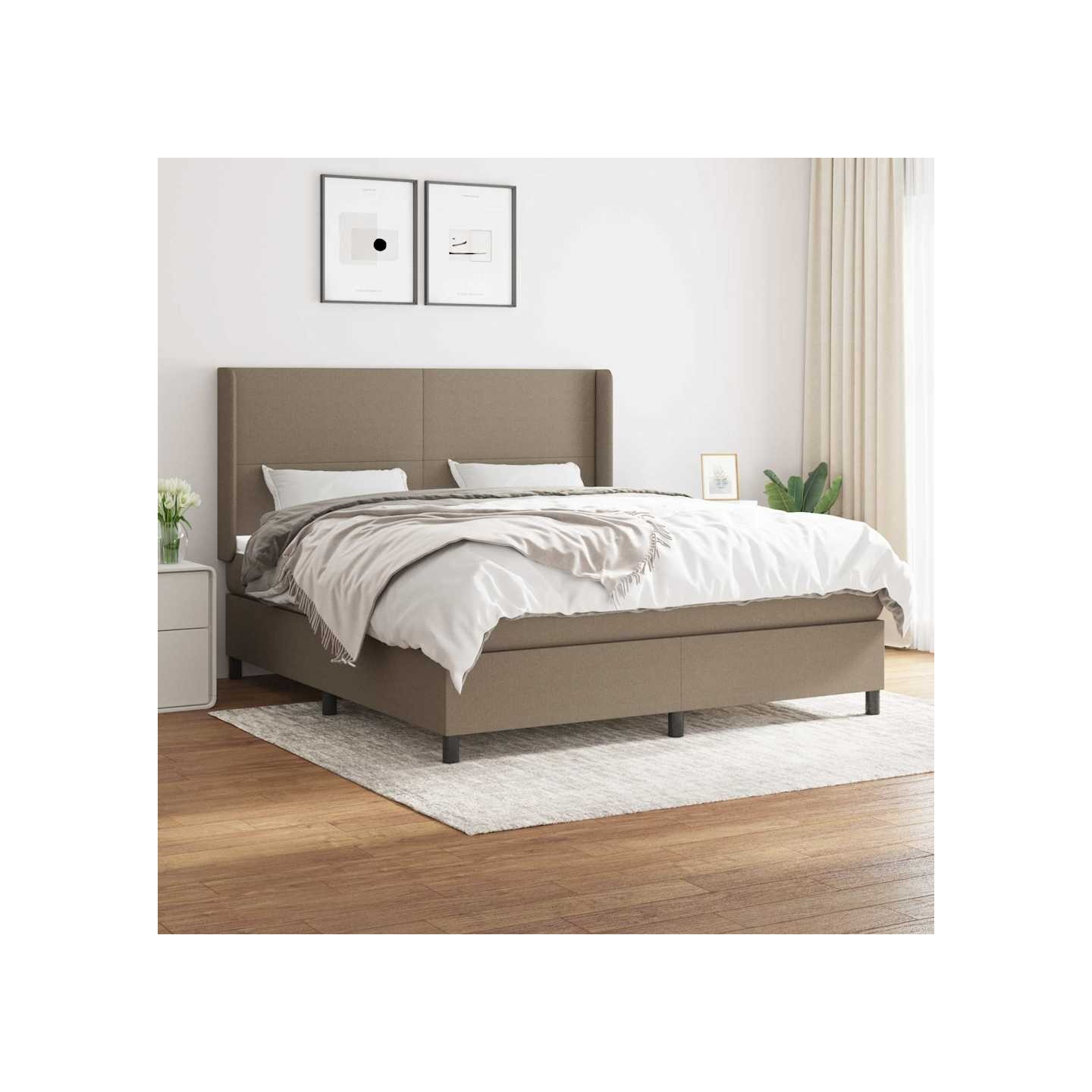 Sommier à lattes de lit avec matelas Taupe 180x200 cm Tissu