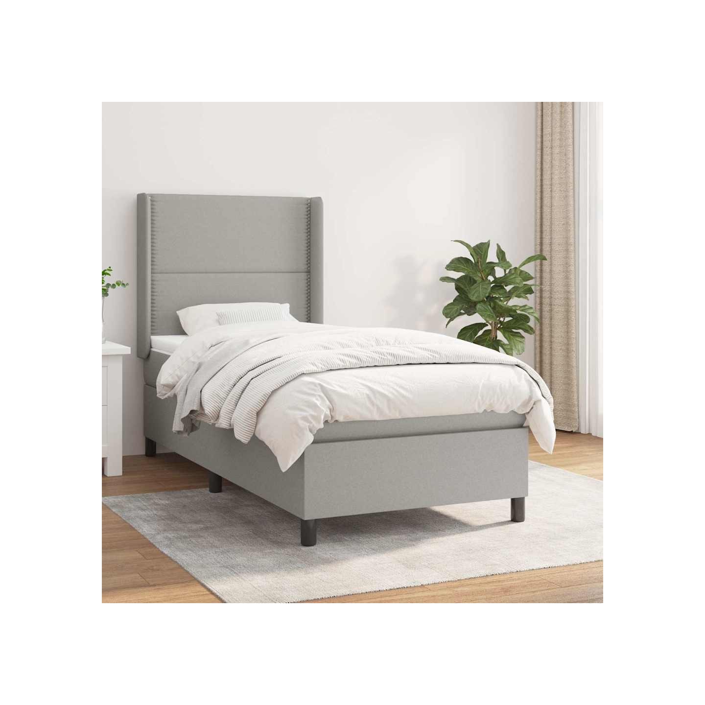 Sommier à lattes de lit avec matelas Gris clair 90x200 cm Tissu