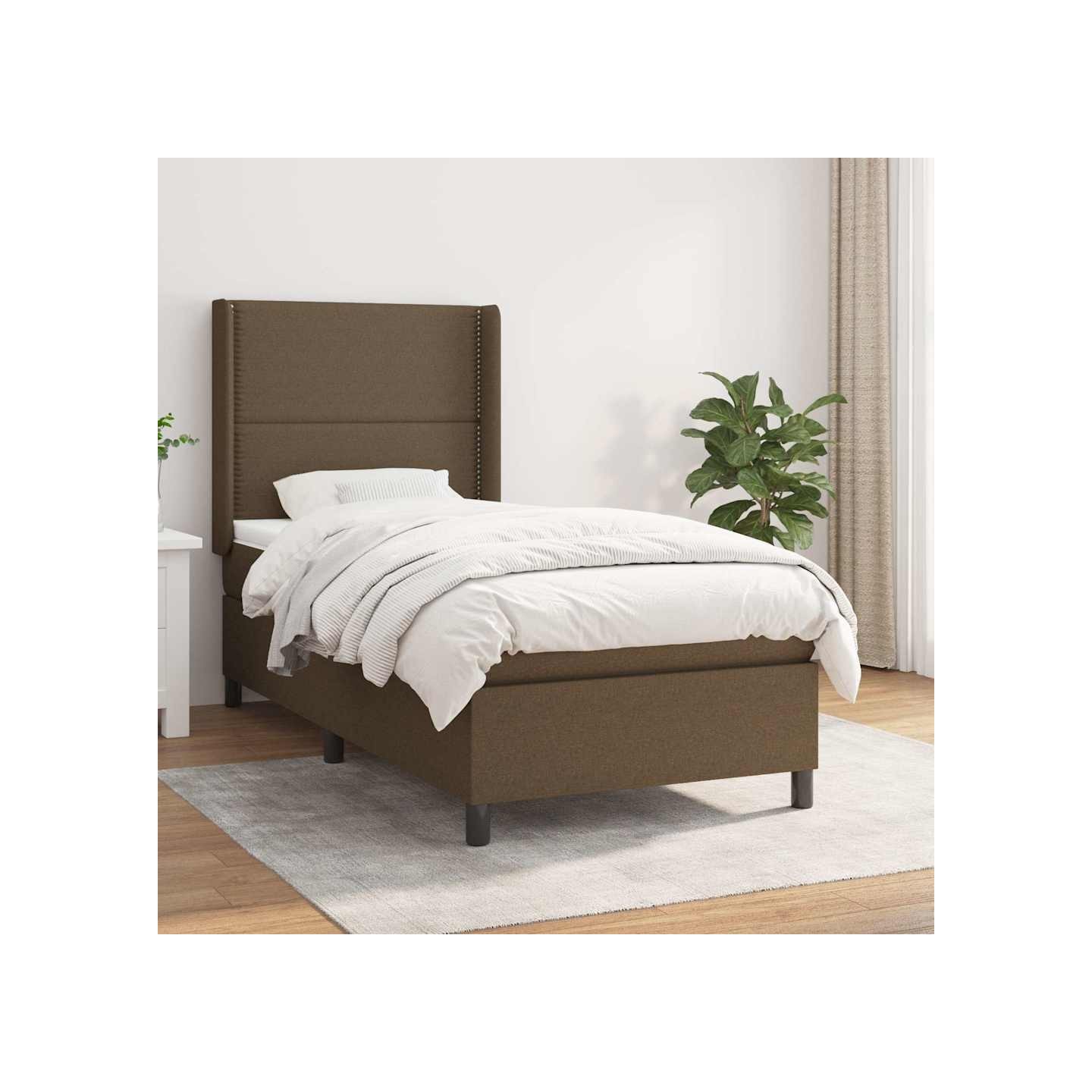 Sommier à lattes de lit avec matelas Marron foncé 90x190 cm