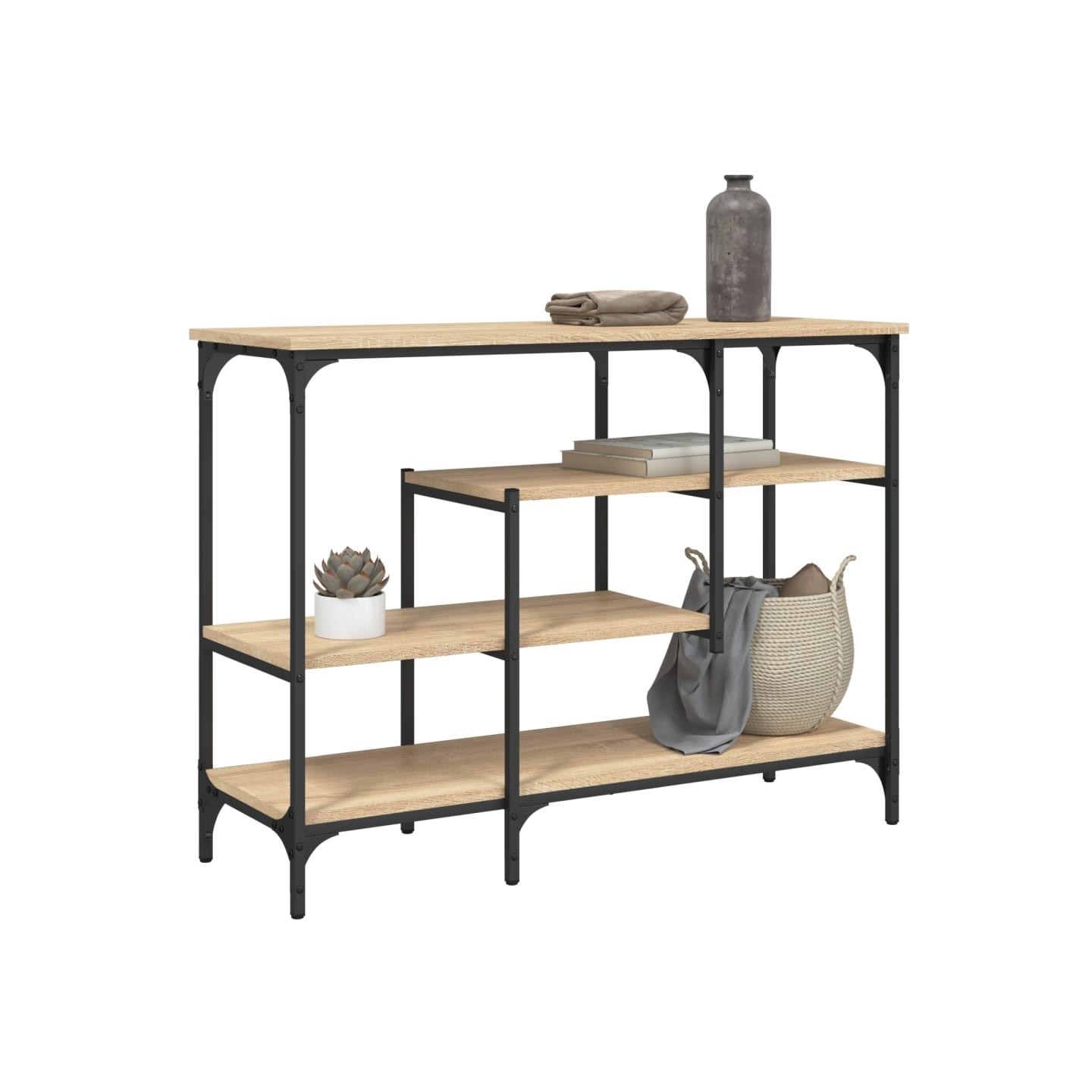 Table console avec étagères chêne sonoma 100x35x75 cm