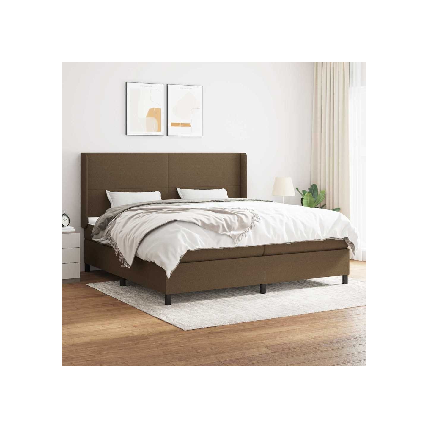 Sommier à lattes de lit avec matelas Marron foncé 200x200 cm