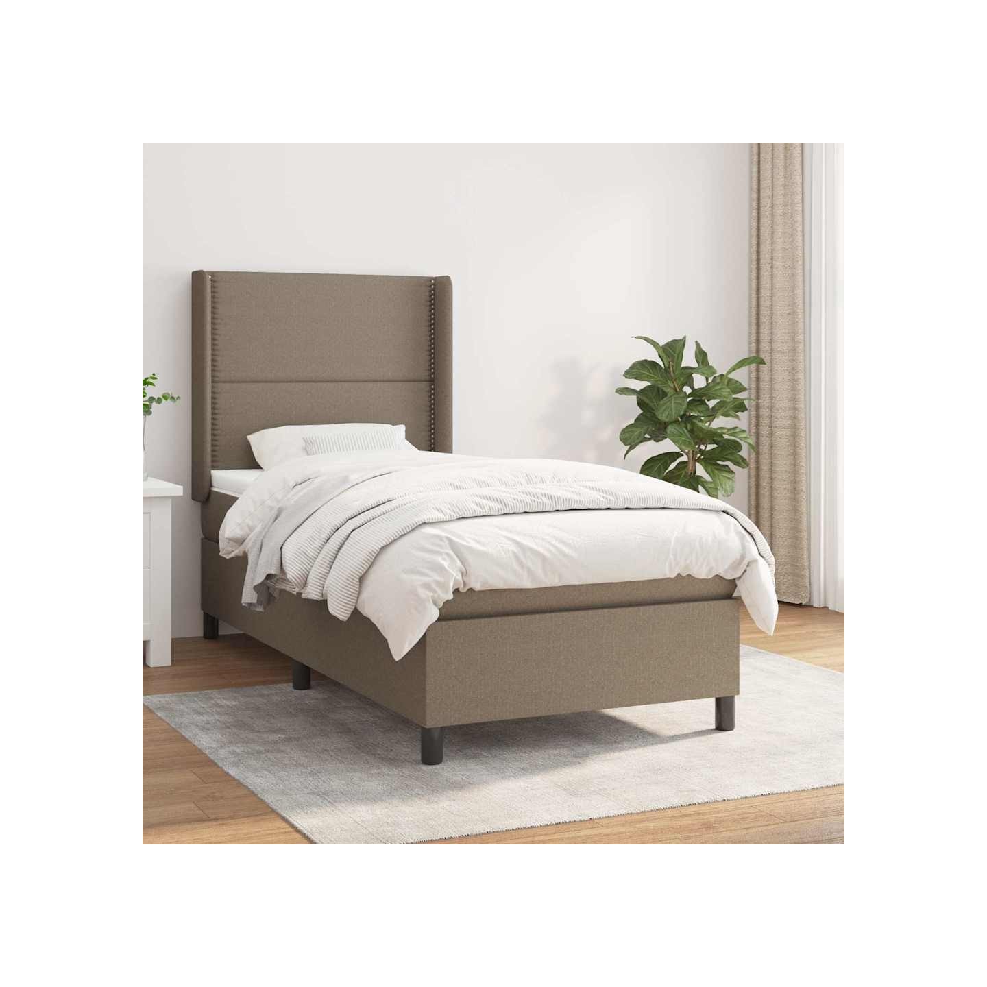 Sommier à lattes de lit avec matelas Taupe 100x200 cm Tissu