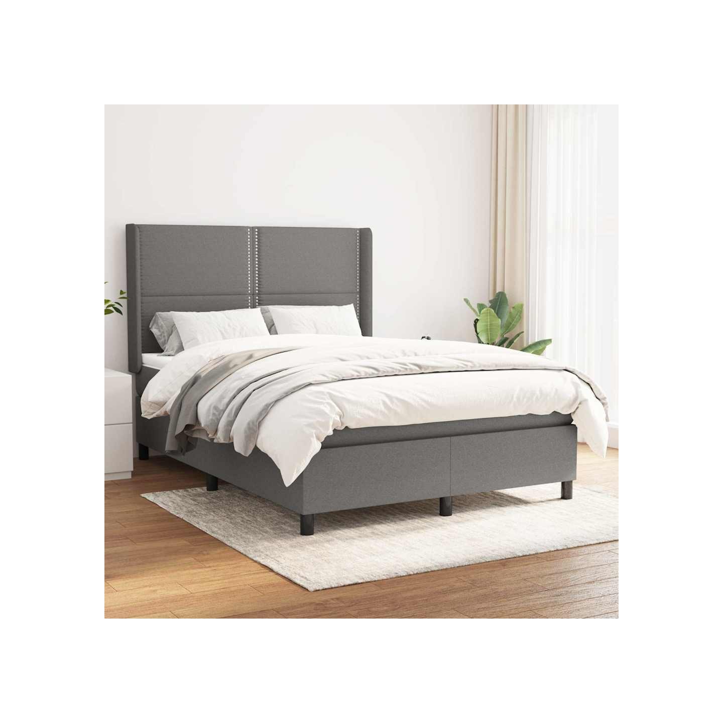 Sommier à lattes de lit avec matelas Gris foncé 140x190cm Tissu