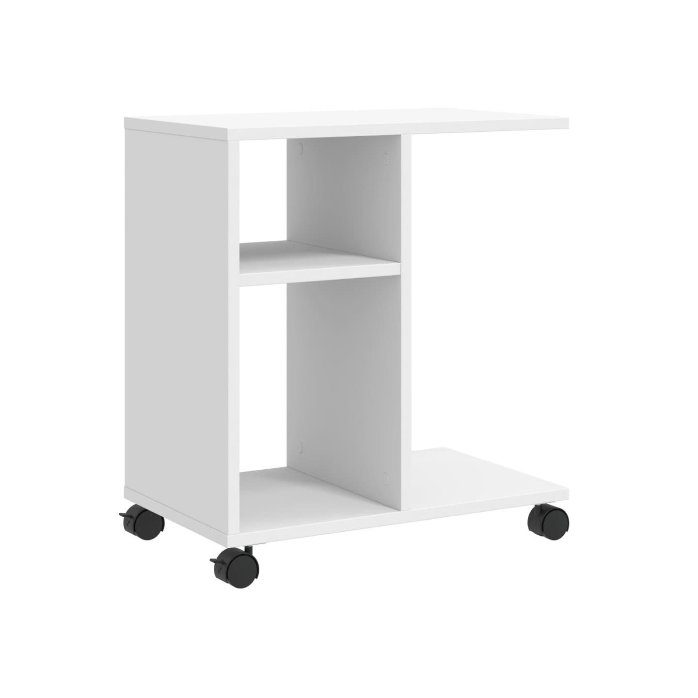 Table d'appoint avec roues blanc 50x30x55 cm bois d'ingénierie