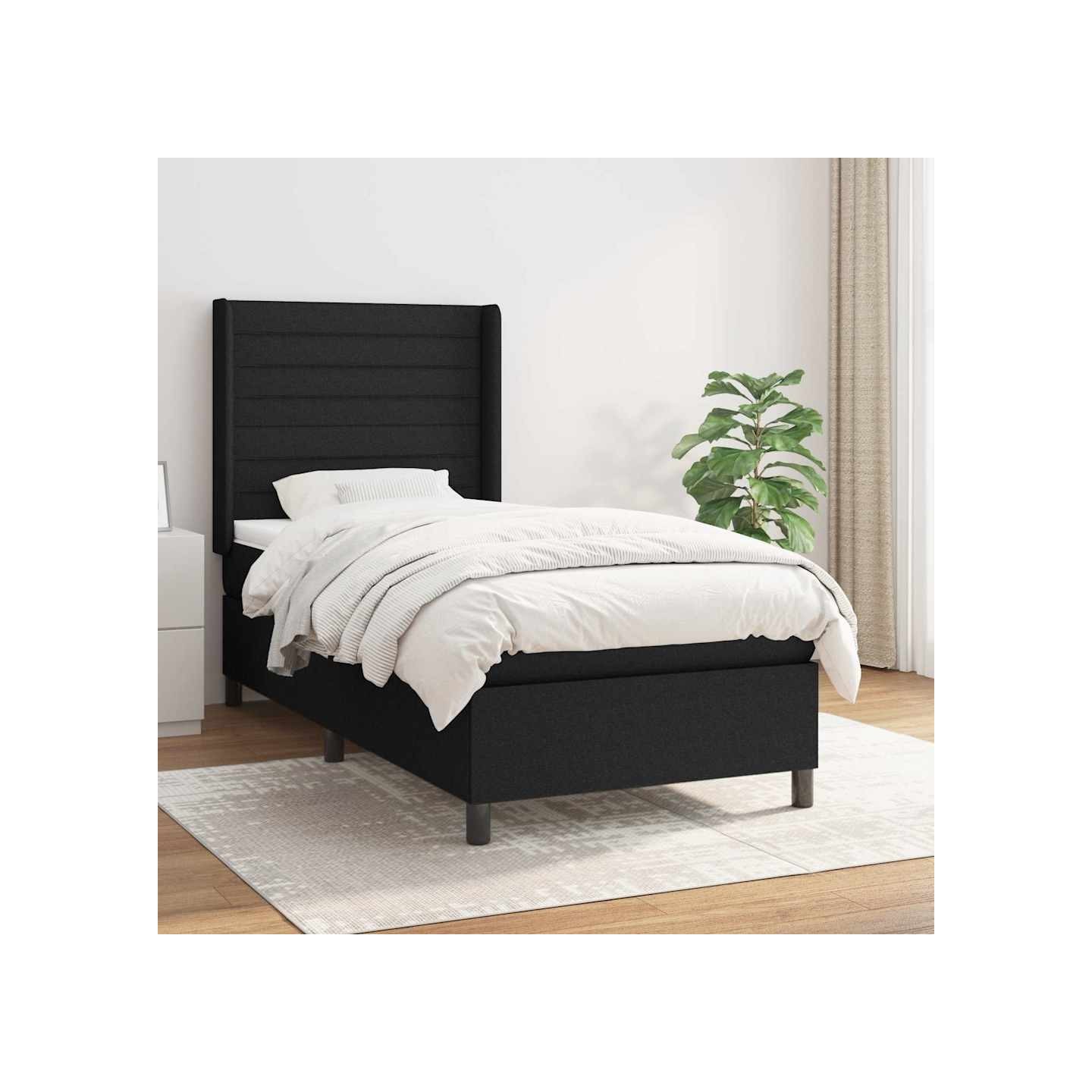 Sommier à lattes de lit et matelas Noir 80x200 cm Tissu