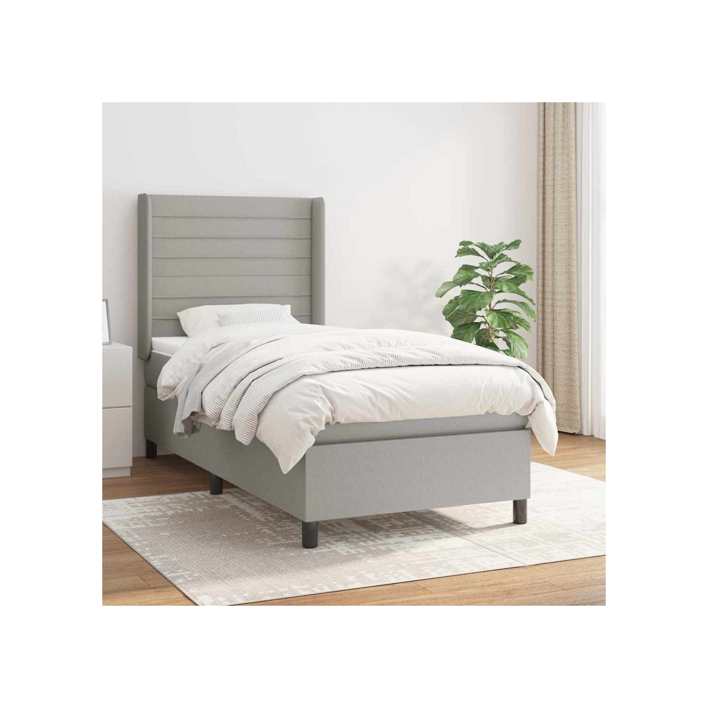 Sommier à lattes de lit et matelas Gris clair 90x190 cm Tissu